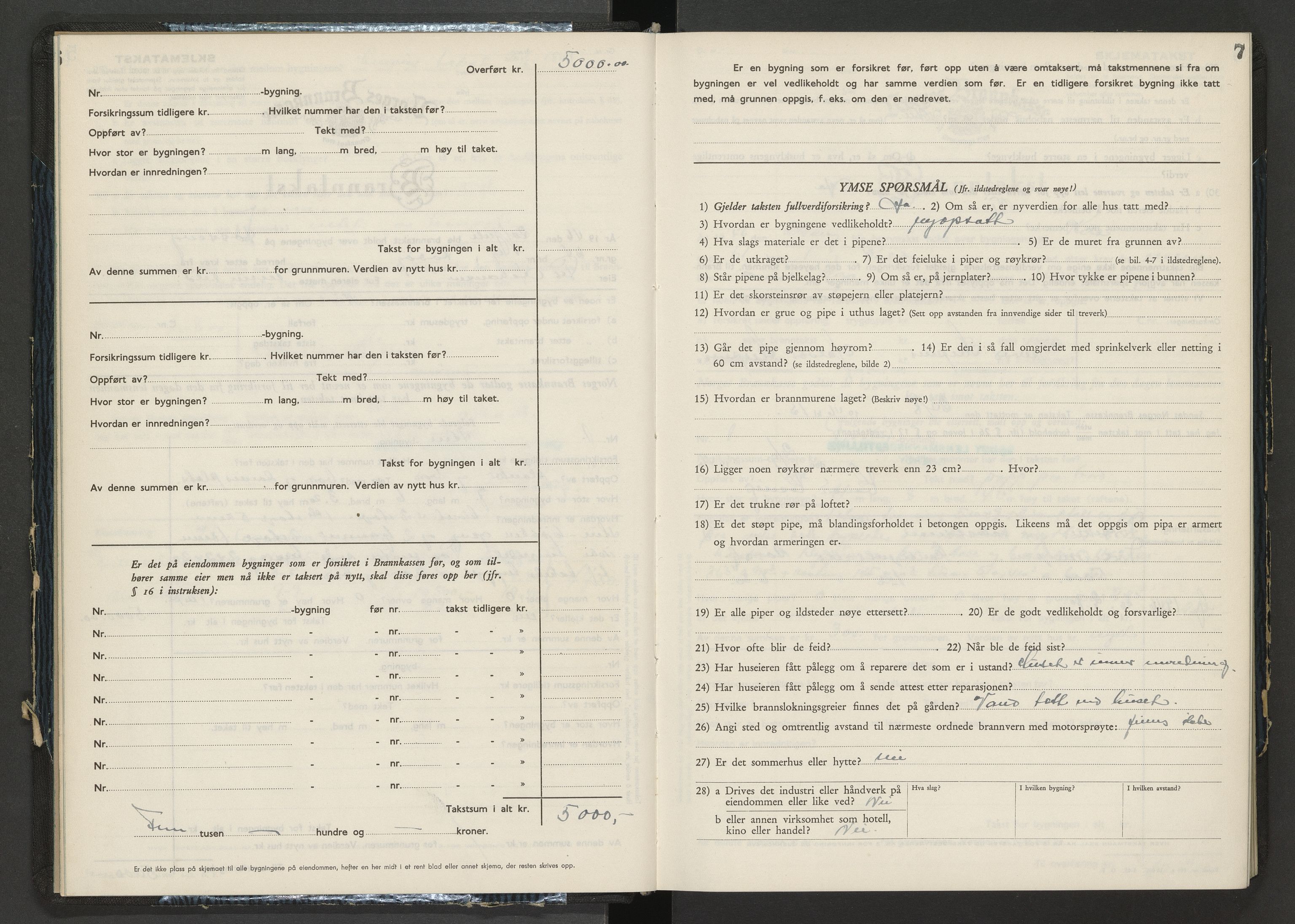 Norges Brannkasse Rødøy, AV/SAT-A-5578/Fb/L0007: Branntakstprotokoll, 1946-1955