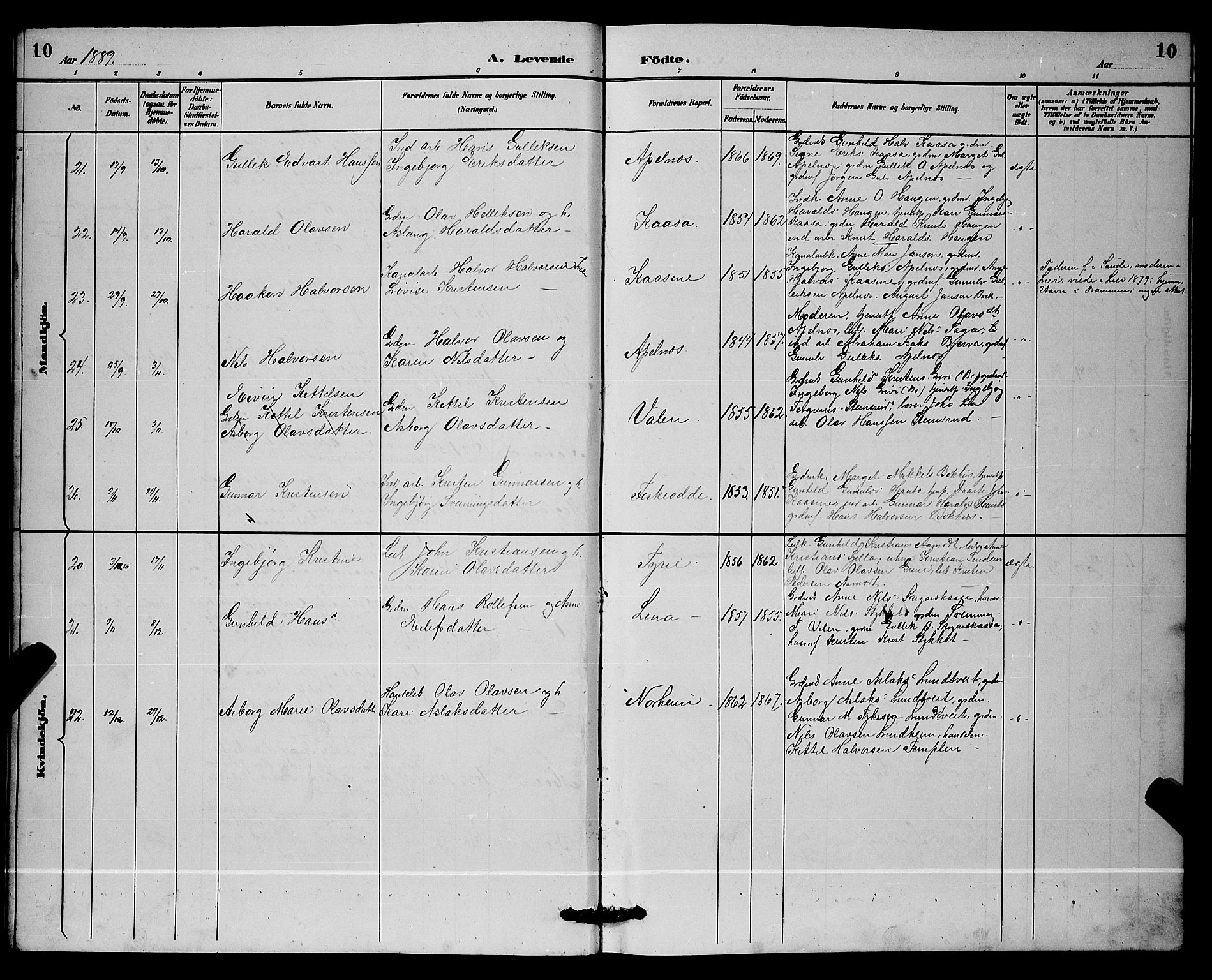 Lunde kirkebøker, SAKO/A-282/G/Ga/L0002: Parish register (copy) no. I 2, 1887-1896, p. 10