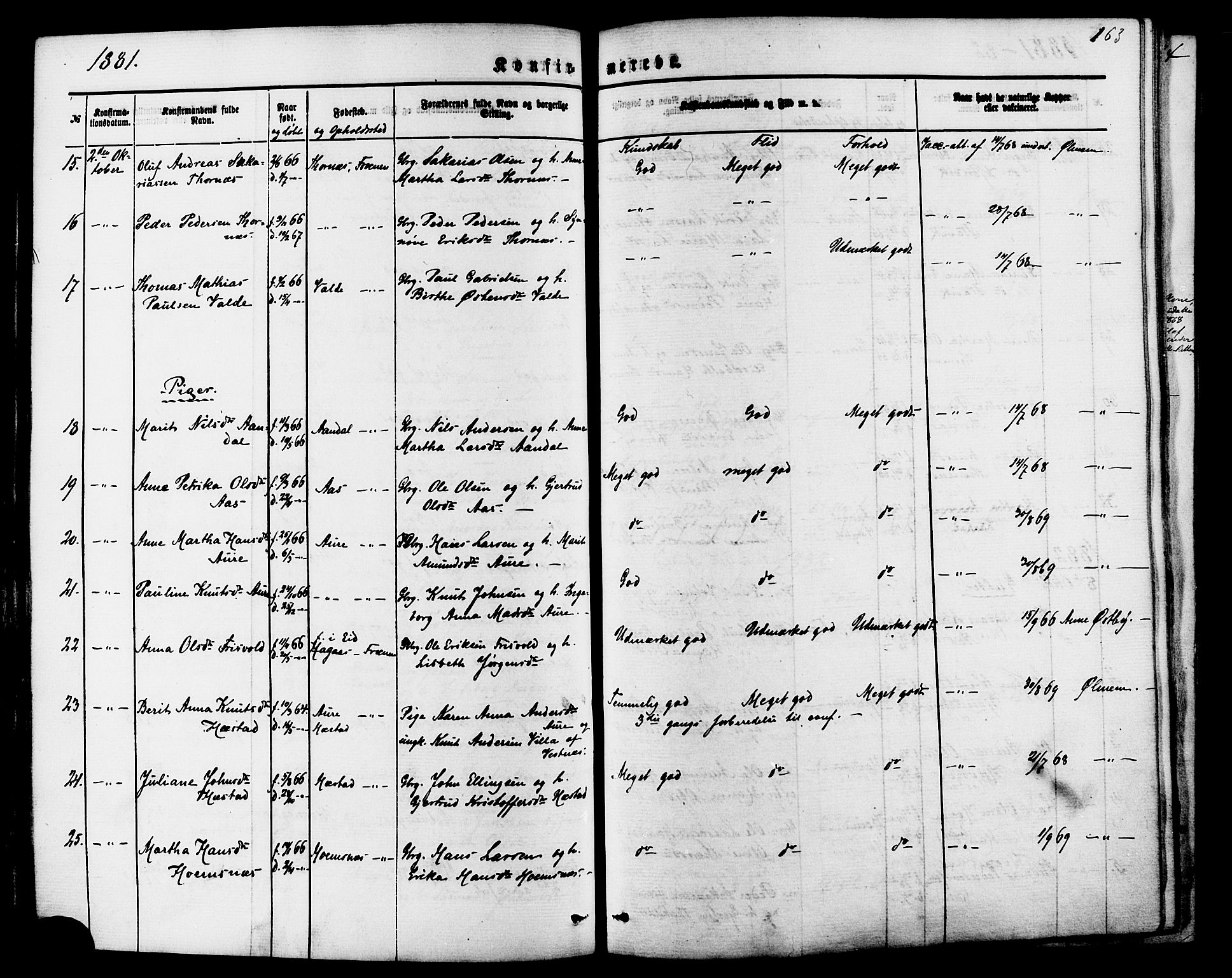Ministerialprotokoller, klokkerbøker og fødselsregistre - Møre og Romsdal, SAT/A-1454/565/L0749: Parish register (official) no. 565A03, 1871-1886, p. 163