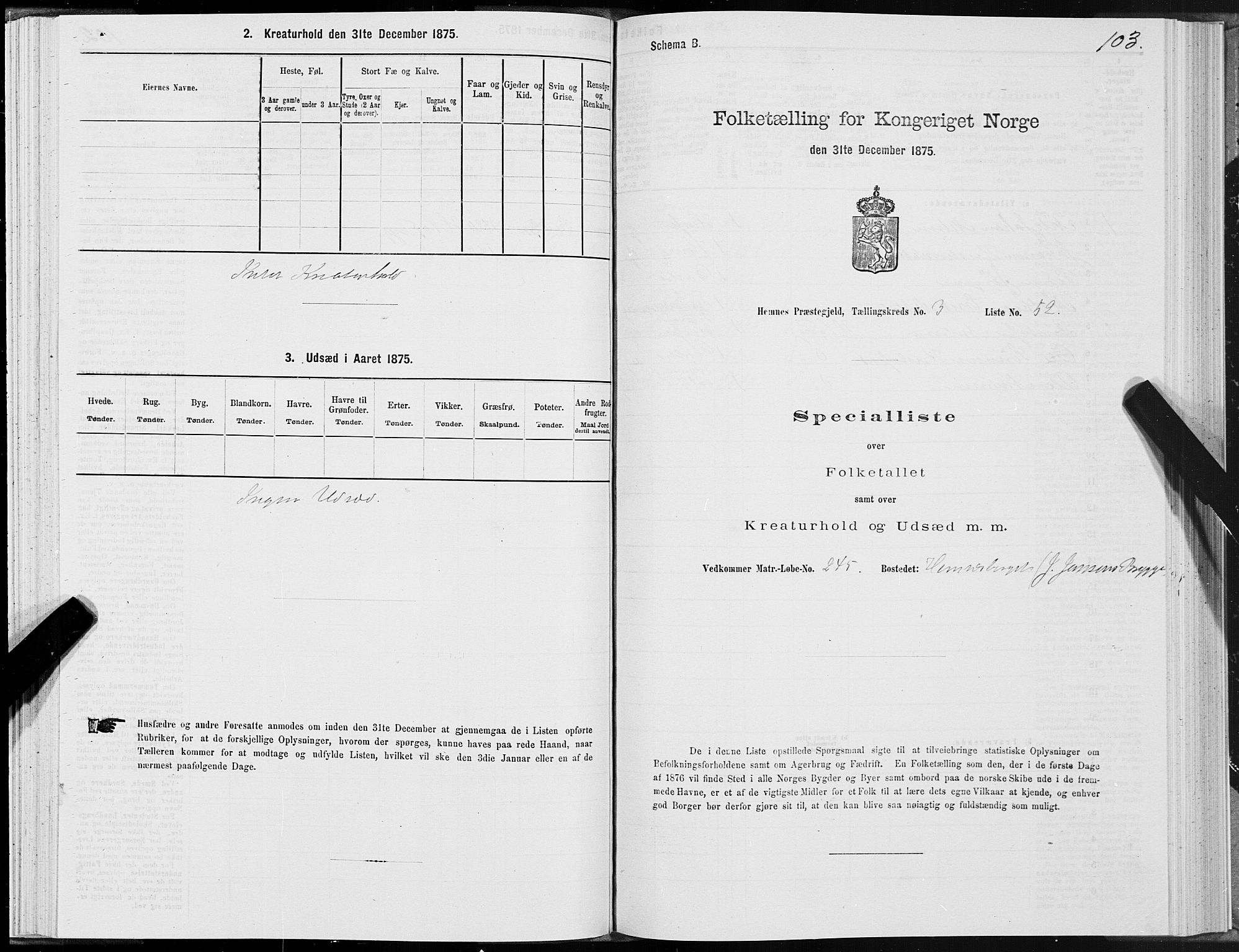 SAT, 1875 census for 1832P Hemnes, 1875, p. 2103