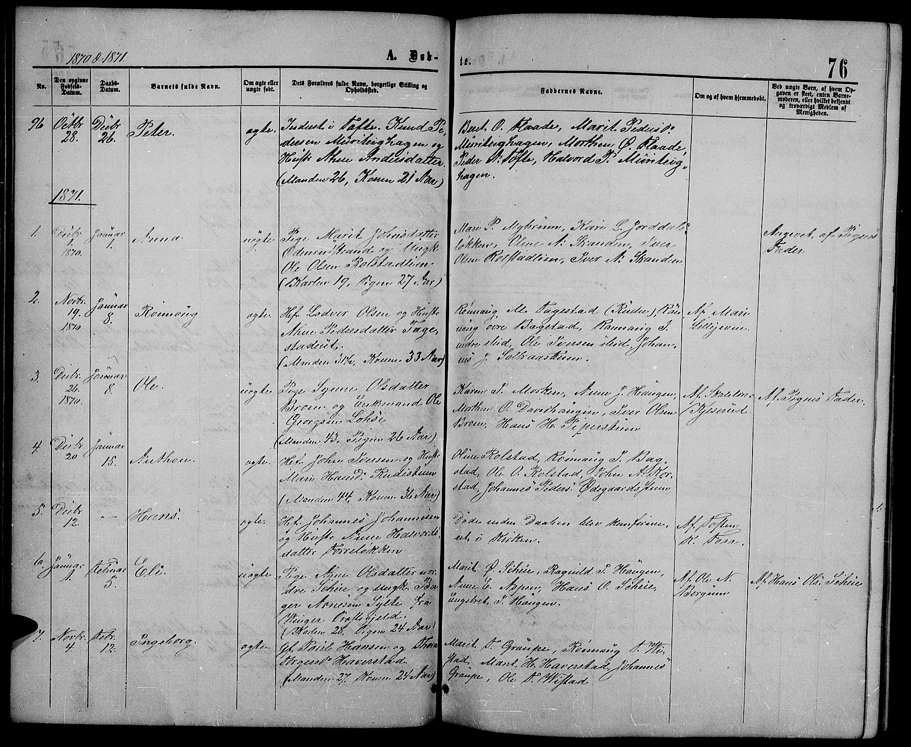 Sør-Fron prestekontor, SAH/PREST-010/H/Ha/Hab/L0002: Parish register (copy) no. 2, 1864-1883, p. 76