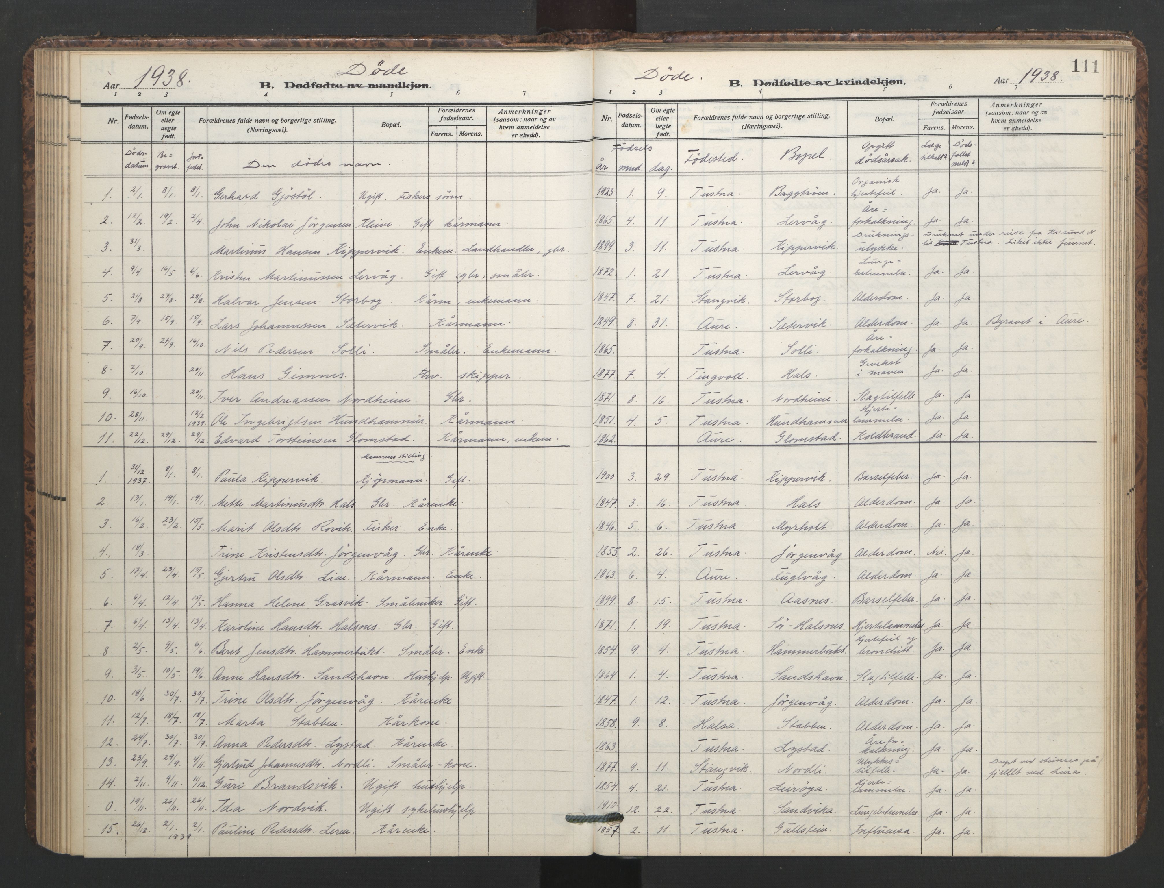 Ministerialprotokoller, klokkerbøker og fødselsregistre - Møre og Romsdal, SAT/A-1454/577/L0897: Parish register (copy) no. 577C01, 1909-1946, p. 111