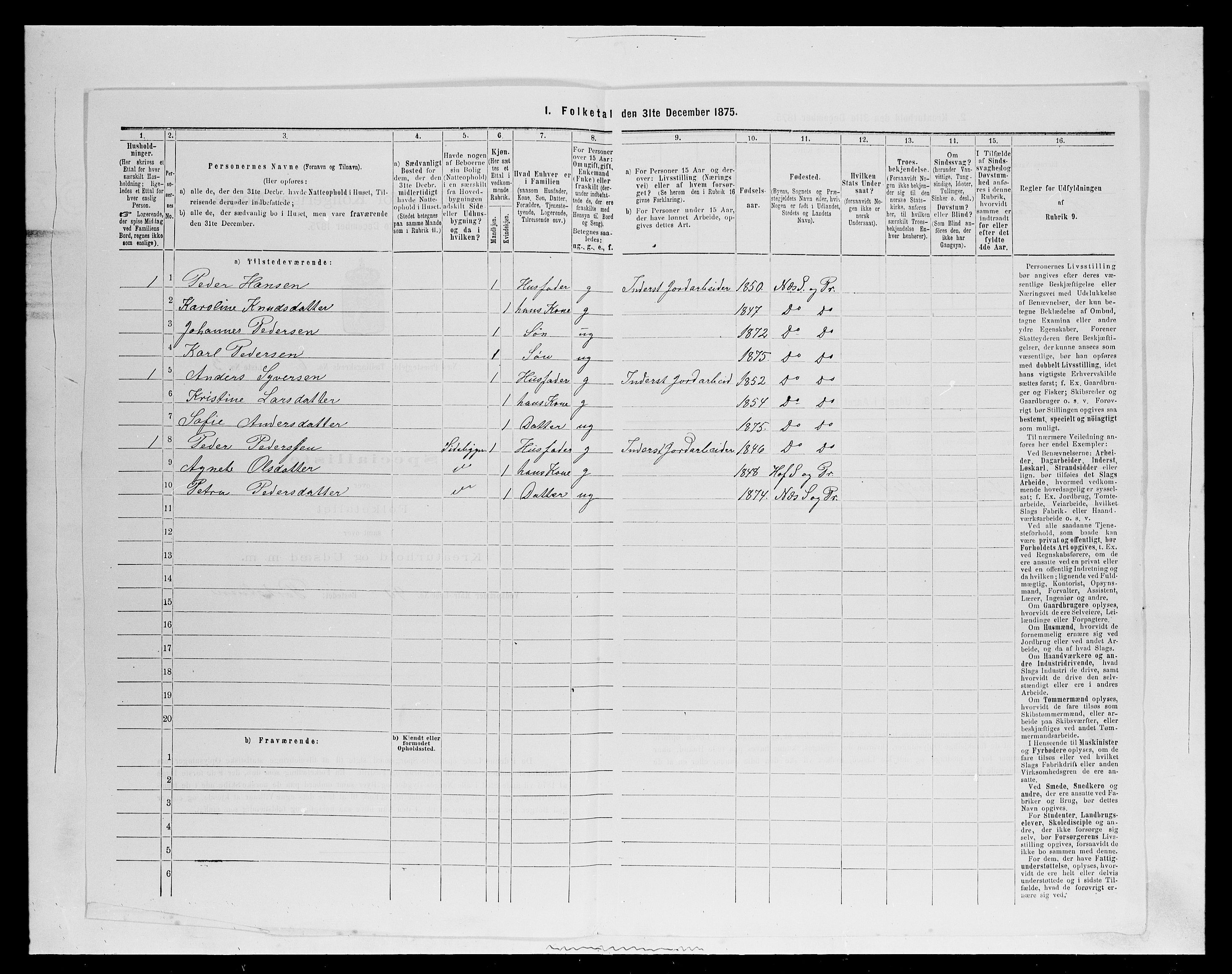 SAH, 1875 census for 0411P Nes, 1875, p. 953