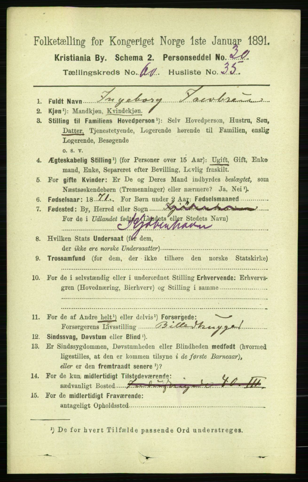 RA, 1891 census for 0301 Kristiania, 1891, p. 32309