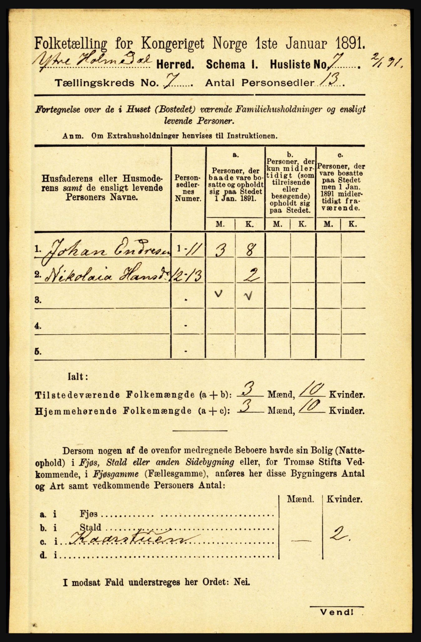 RA, 1891 census for 1429 Ytre Holmedal, 1891, p. 1574