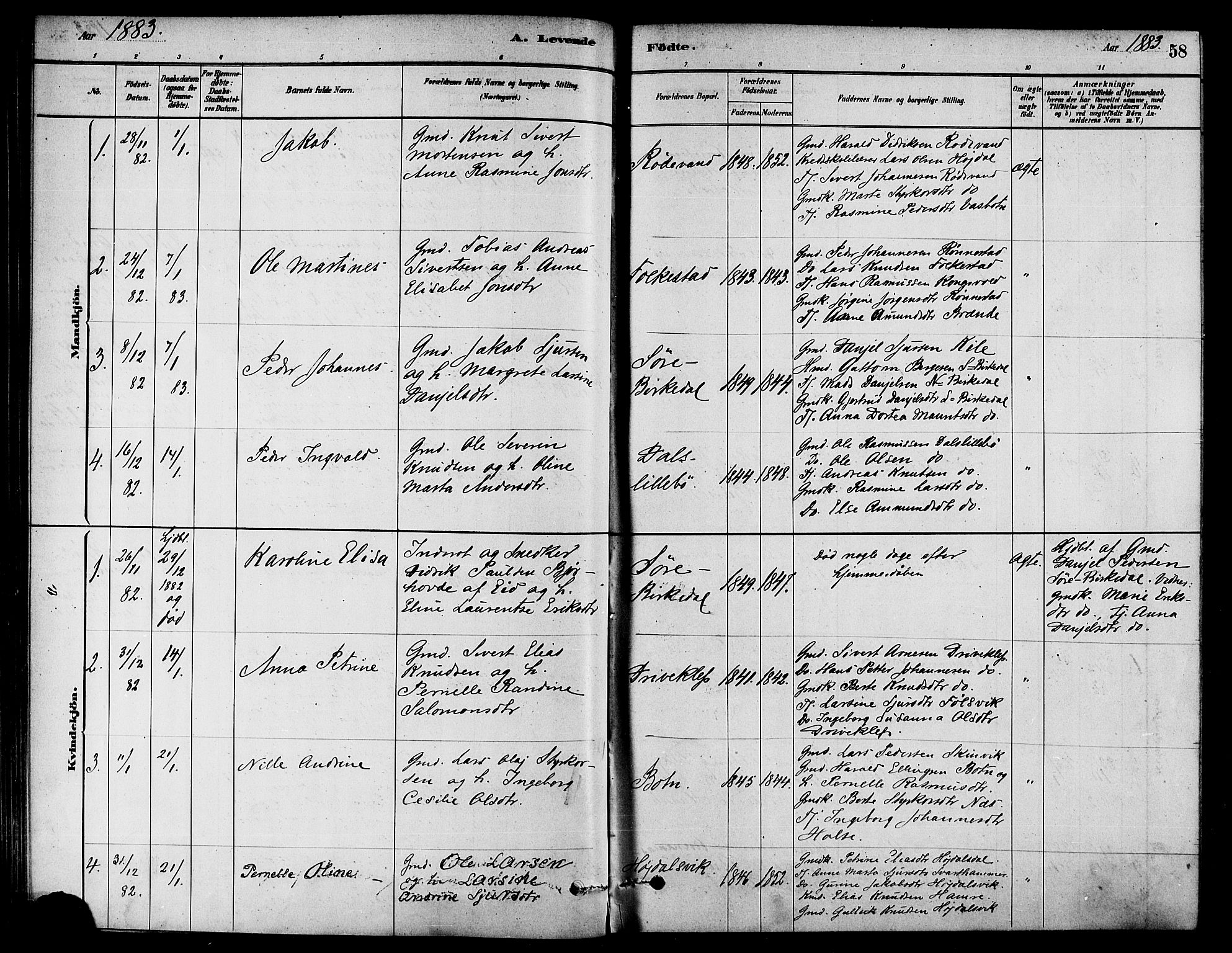 Ministerialprotokoller, klokkerbøker og fødselsregistre - Møre og Romsdal, AV/SAT-A-1454/511/L0141: Parish register (official) no. 511A08, 1878-1890, p. 58