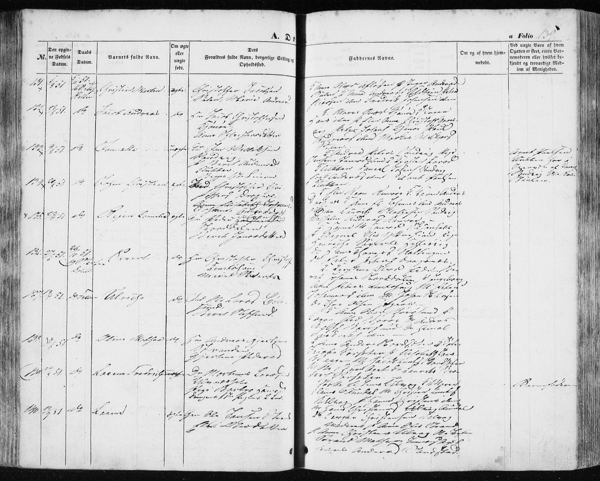 Ministerialprotokoller, klokkerbøker og fødselsregistre - Sør-Trøndelag, AV/SAT-A-1456/634/L0529: Parish register (official) no. 634A05, 1843-1851, p. 139