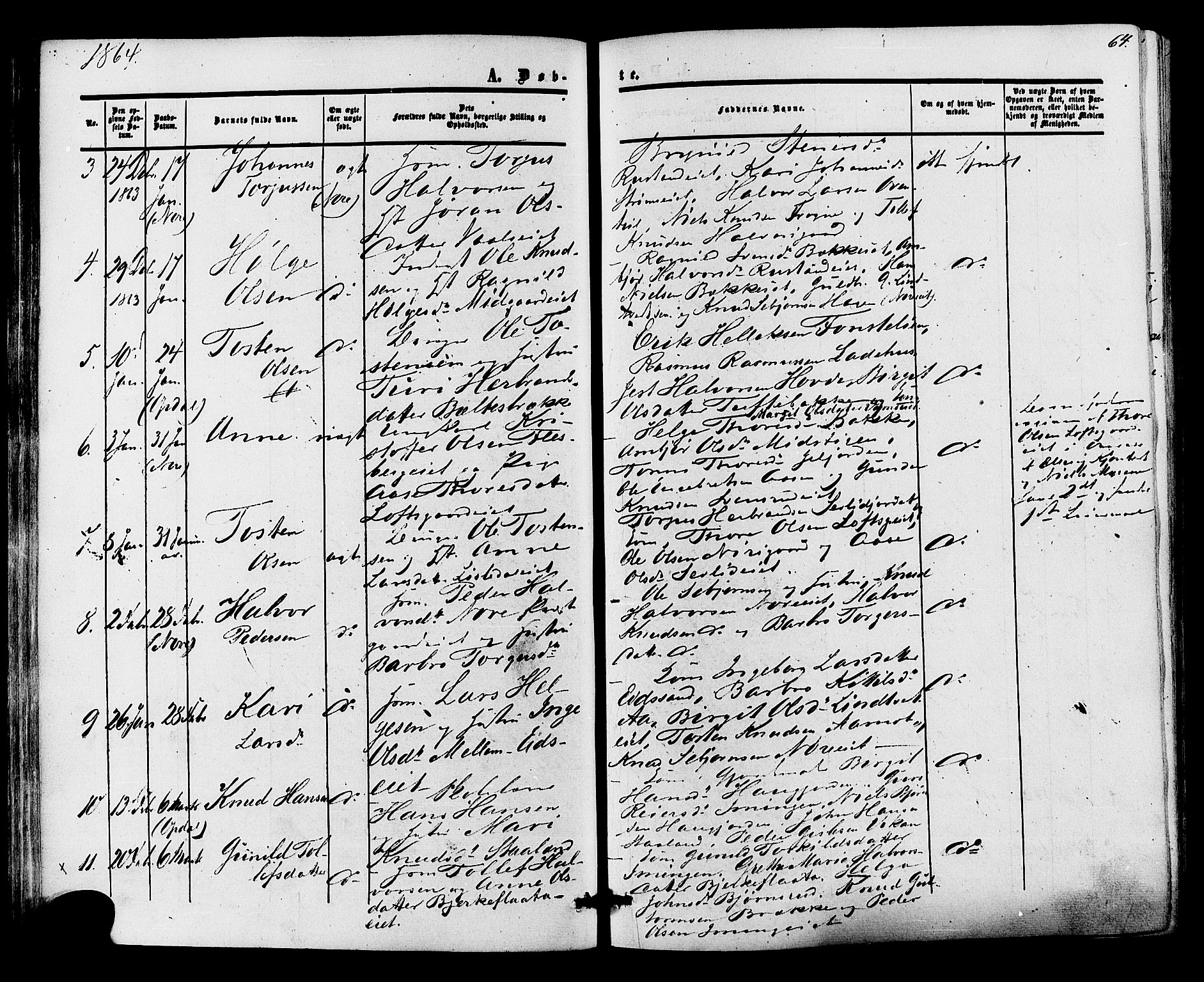 Nore kirkebøker, AV/SAKO-A-238/F/Fa/L0003: Parish register (official) no. I 3, 1858-1866, p. 64