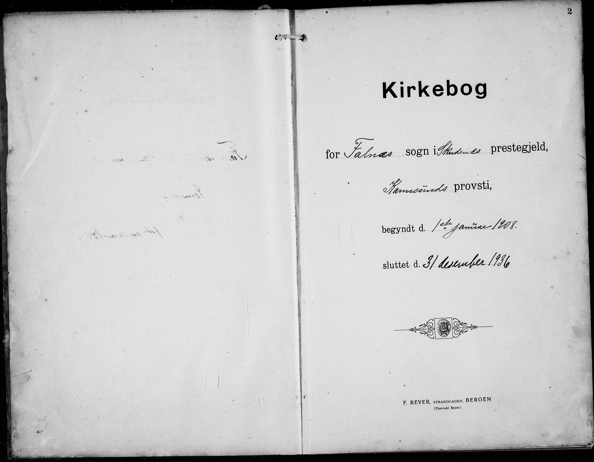 Skudenes sokneprestkontor, AV/SAST-A -101849/H/Ha/Hab/L0009: Parish register (copy) no. B 9, 1908-1936, p. 2