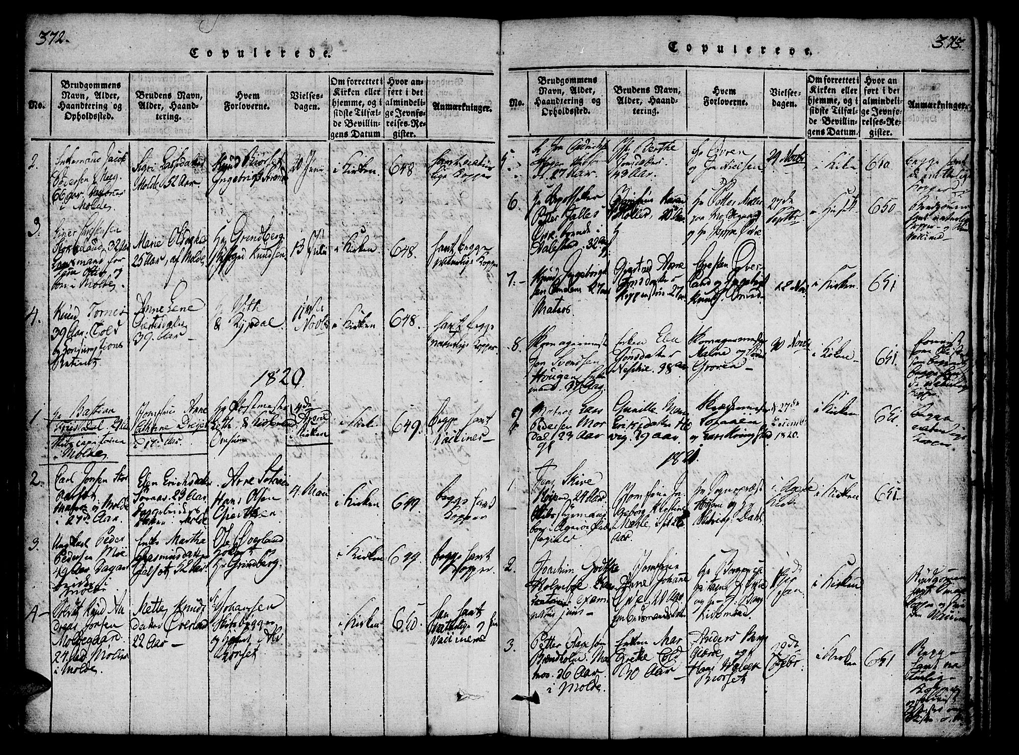 Ministerialprotokoller, klokkerbøker og fødselsregistre - Møre og Romsdal, SAT/A-1454/558/L0688: Parish register (official) no. 558A02, 1818-1843, p. 372-373