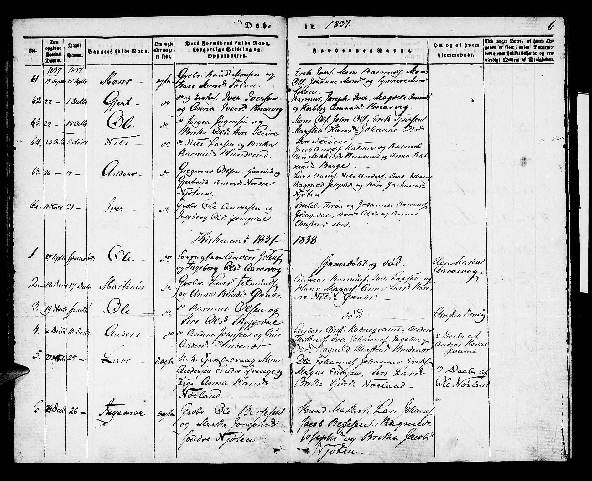 Lindås Sokneprestembete, AV/SAB-A-76701/H/Haa/Haaa/L0009: Parish register (official) no. A 9, 1835-1841, p. 6