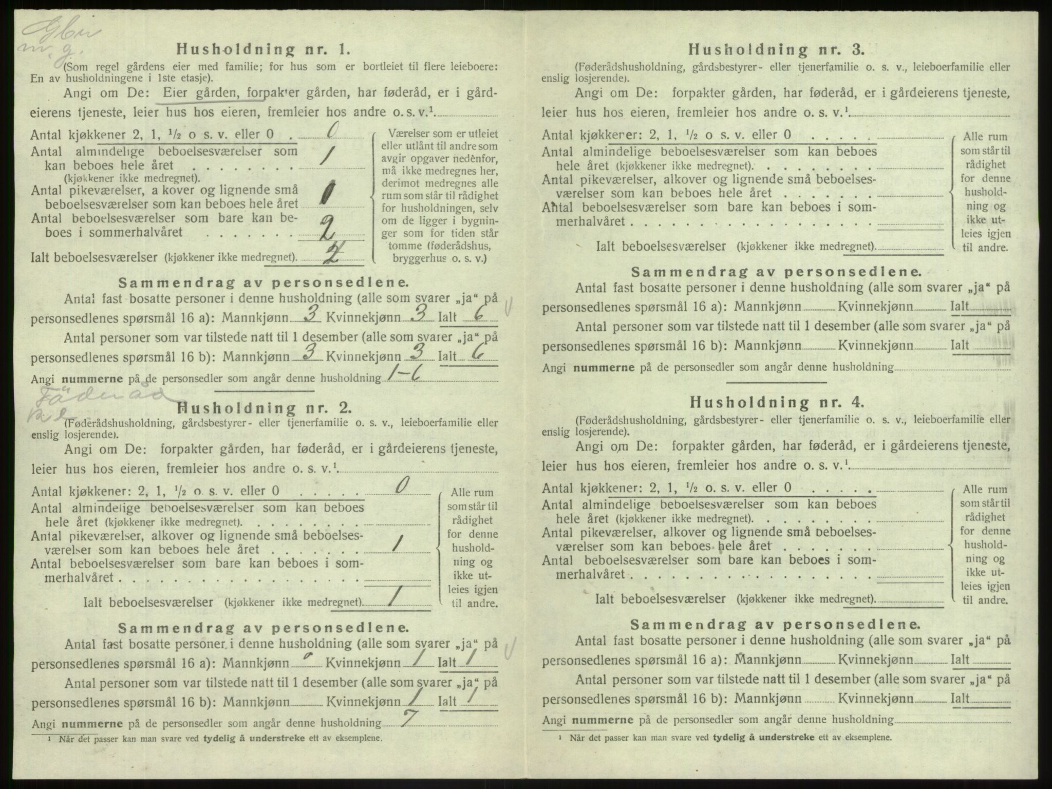 SAB, 1920 census for Fjaler, 1920, p. 1016