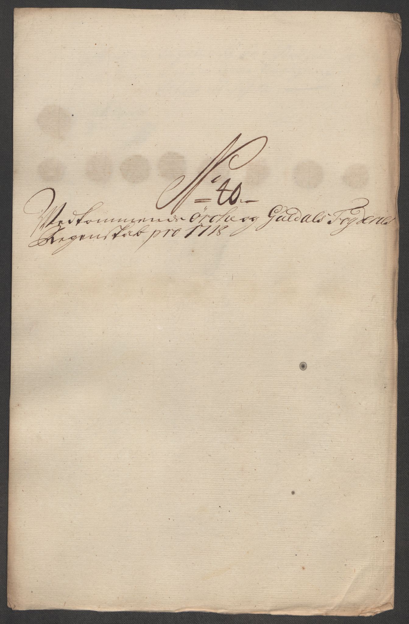 Rentekammeret inntil 1814, Reviderte regnskaper, Fogderegnskap, AV/RA-EA-4092/R60/L3971: Fogderegnskap Orkdal og Gauldal, 1718, p. 276