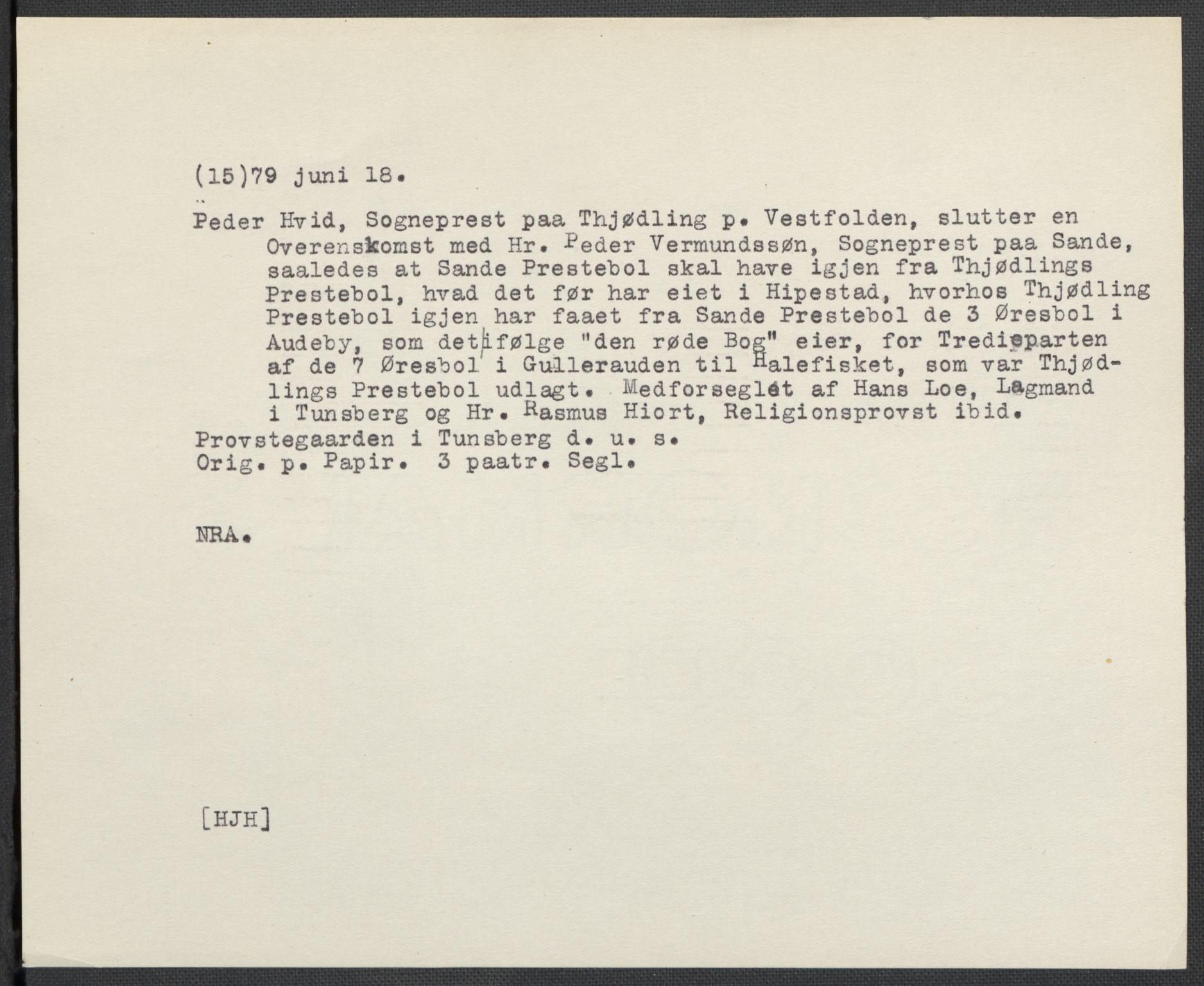 Riksarkivets diplomsamling, AV/RA-EA-5965/F02/L0081: Dokumenter, 1579, p. 27