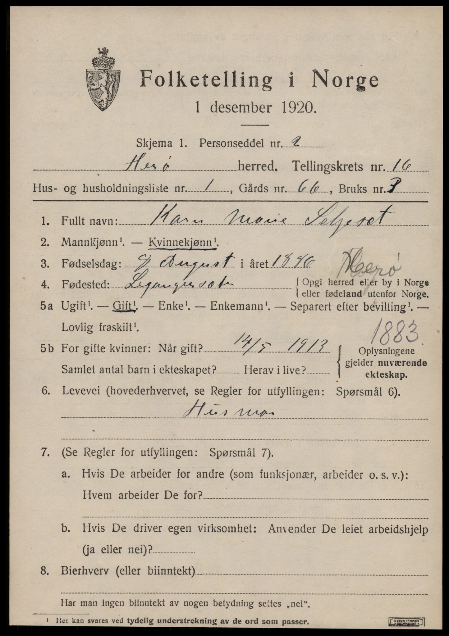 SAT, 1920 census for Herøy (MR), 1920, p. 10275