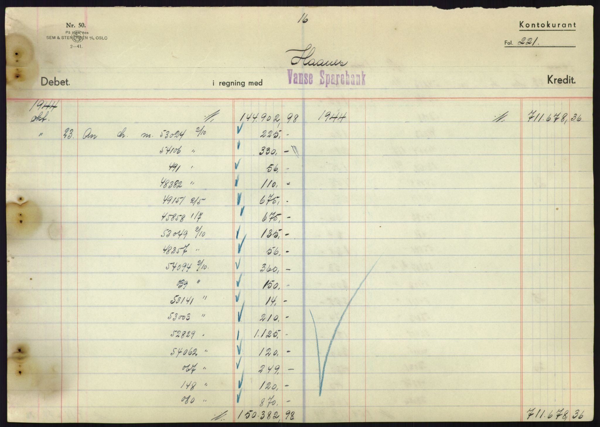 Forsvarsdepartementet, 10. kontor / Oppgjørskontoret, AV/RA-RAFA-1225/D/Db/L0180: Lista oppgjørskontor, 1942-1952, p. 2171