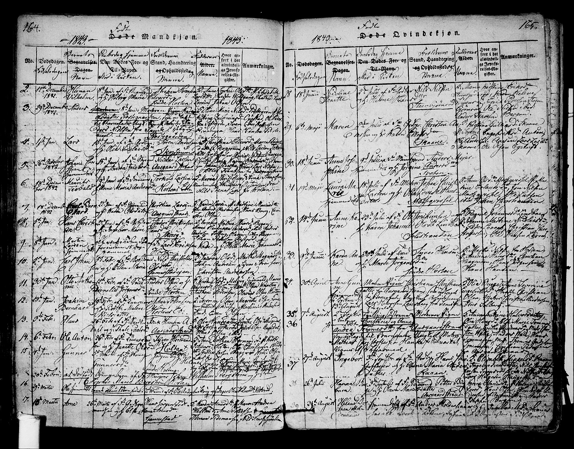 Borre kirkebøker, AV/SAKO-A-338/F/Fa/L0004: Parish register (official) no. I 4, 1815-1845, p. 164-165