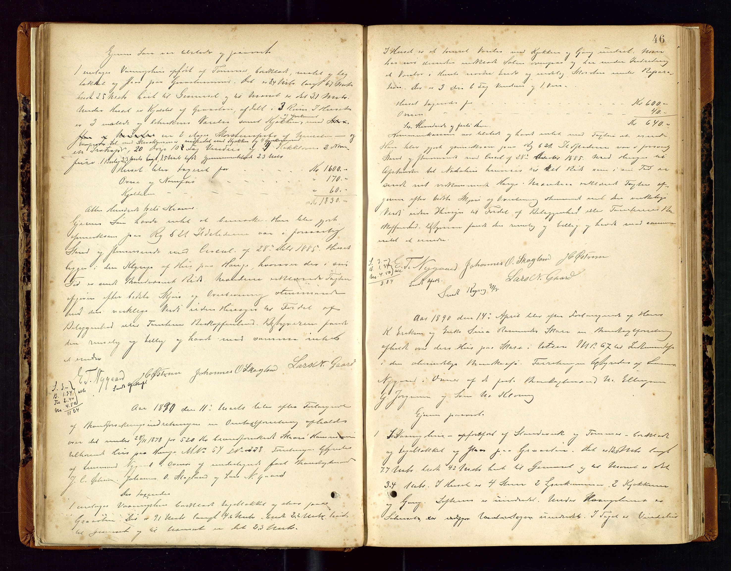 Torvestad lensmannskontor, SAST/A-100307/1/Goa/L0002: "Brandtaxationsprotokol for Torvestad Thinglag", 1883-1917, p. 45b-46a