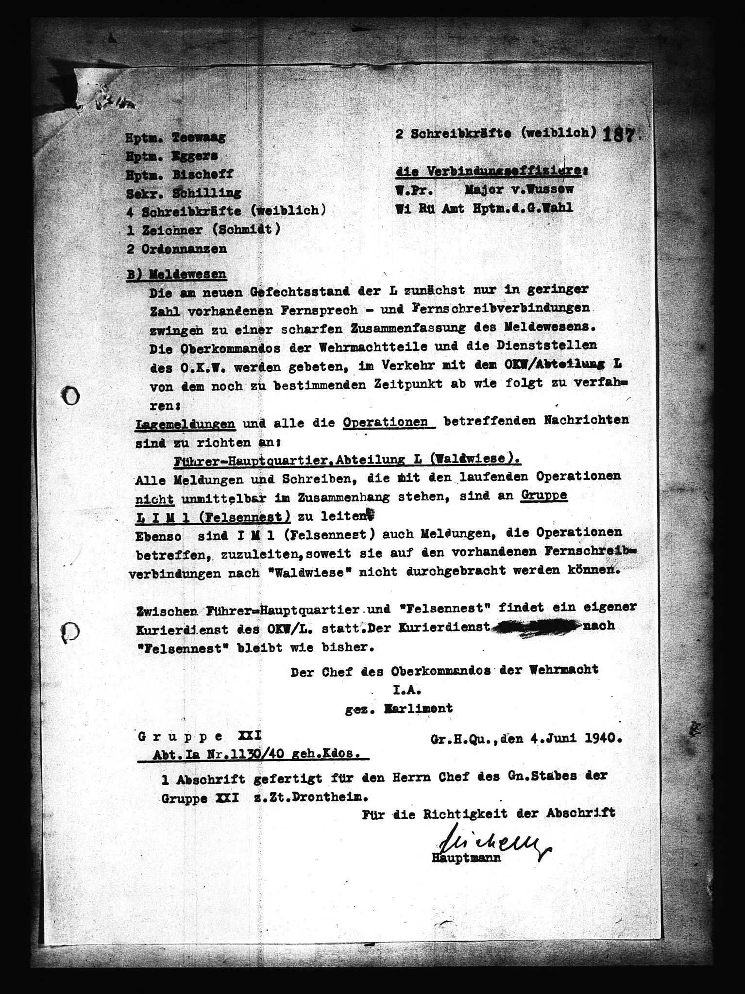 Documents Section, AV/RA-RAFA-2200/V/L0079: Amerikansk mikrofilm "Captured German Documents".
Box No. 718.  FKA jnr. 601/1954., 1940, p. 384