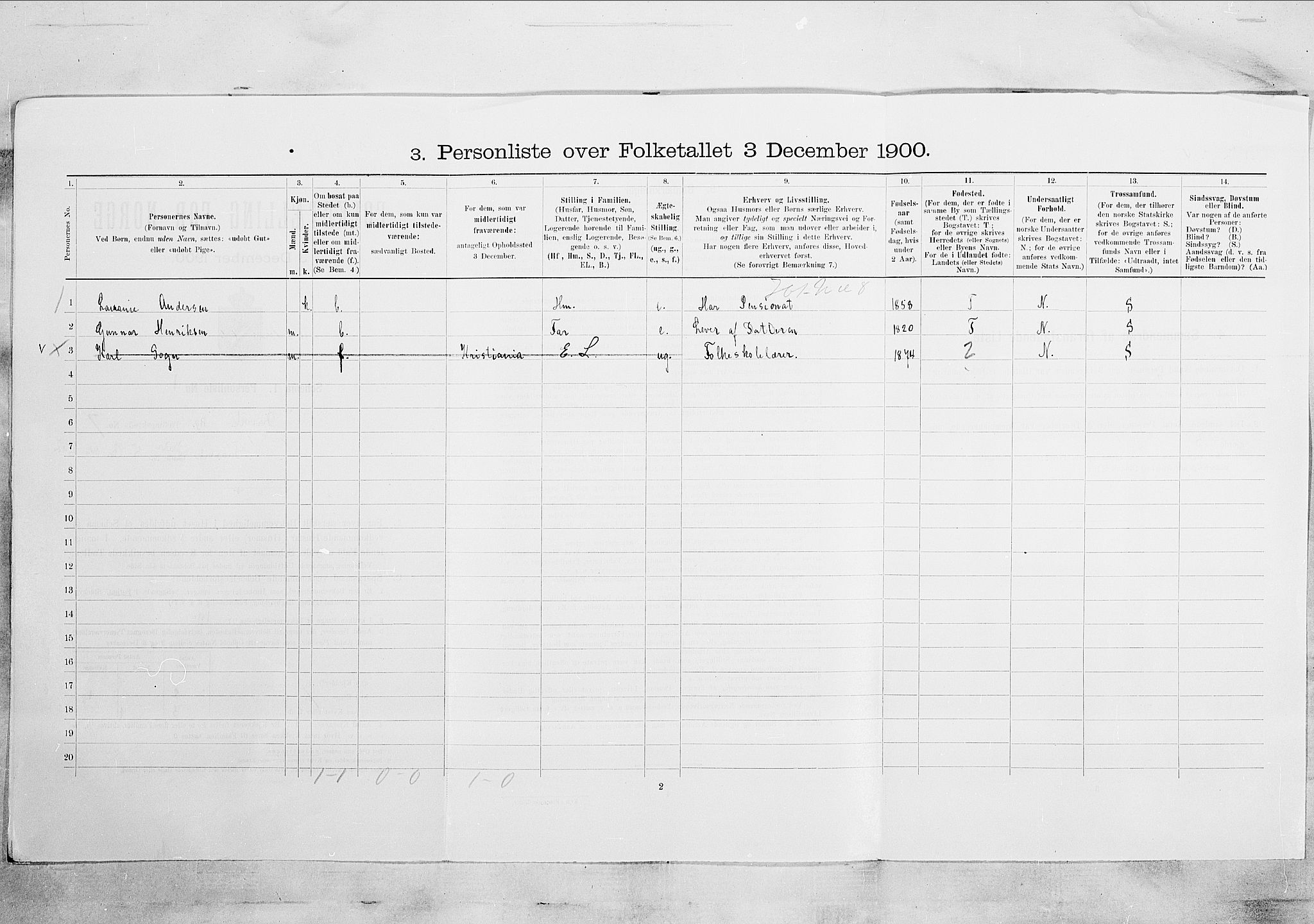 SAKO, 1900 census for Brevik, 1900, p. 1345