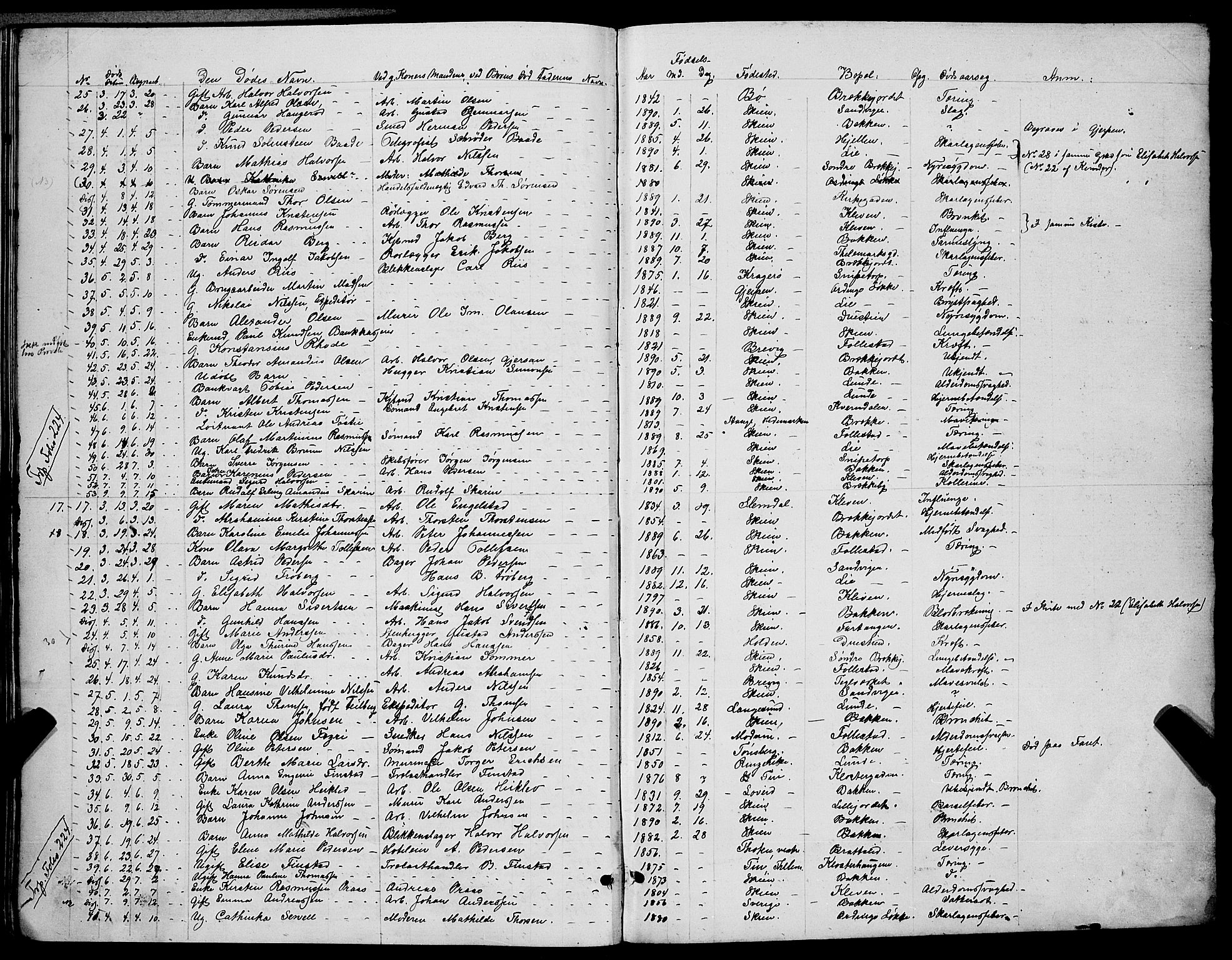 Skien kirkebøker, SAKO/A-302/G/Ga/L0006: Parish register (copy) no. 6, 1881-1890, p. 305