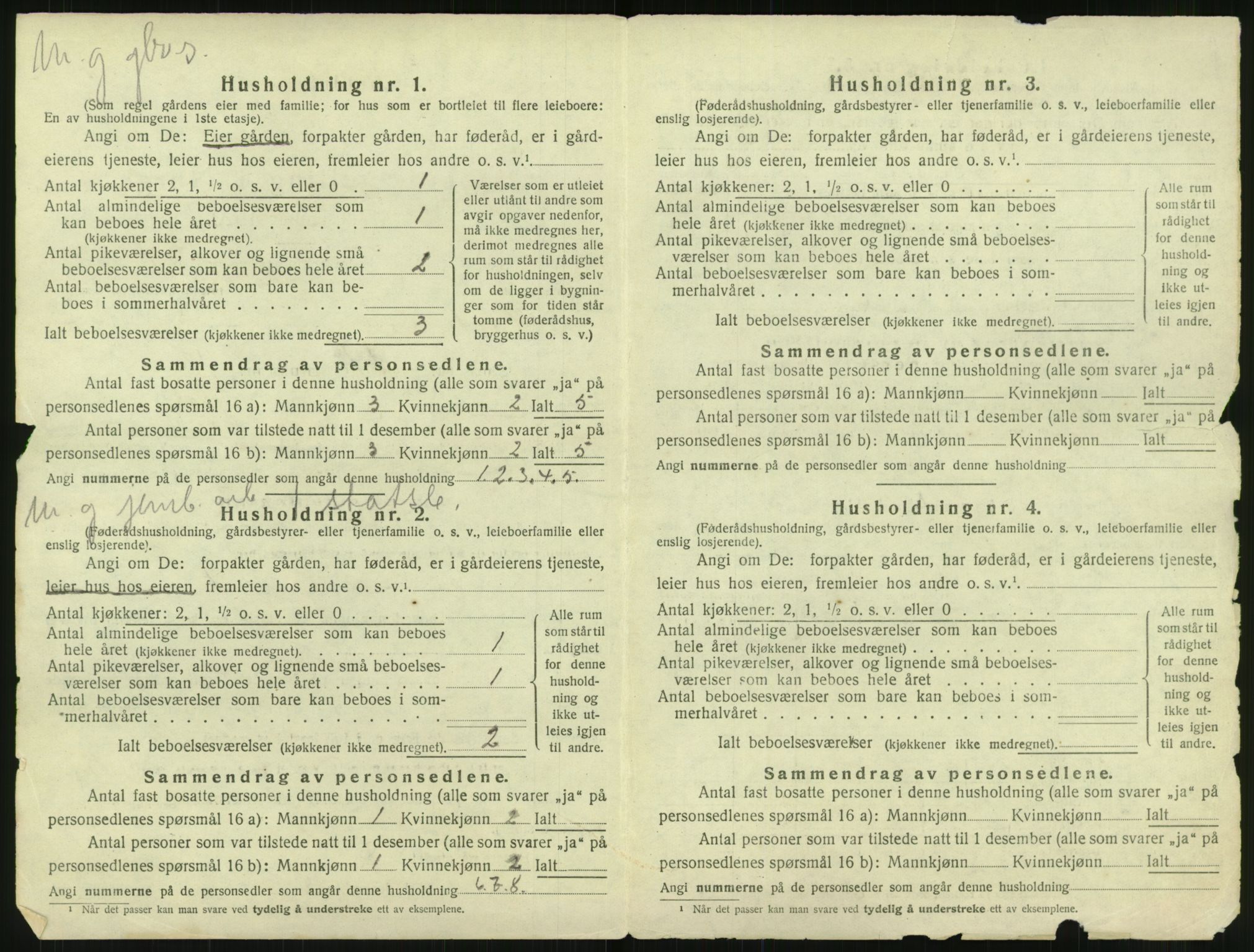 SAT, 1920 census for Moskenes, 1920, p. 501