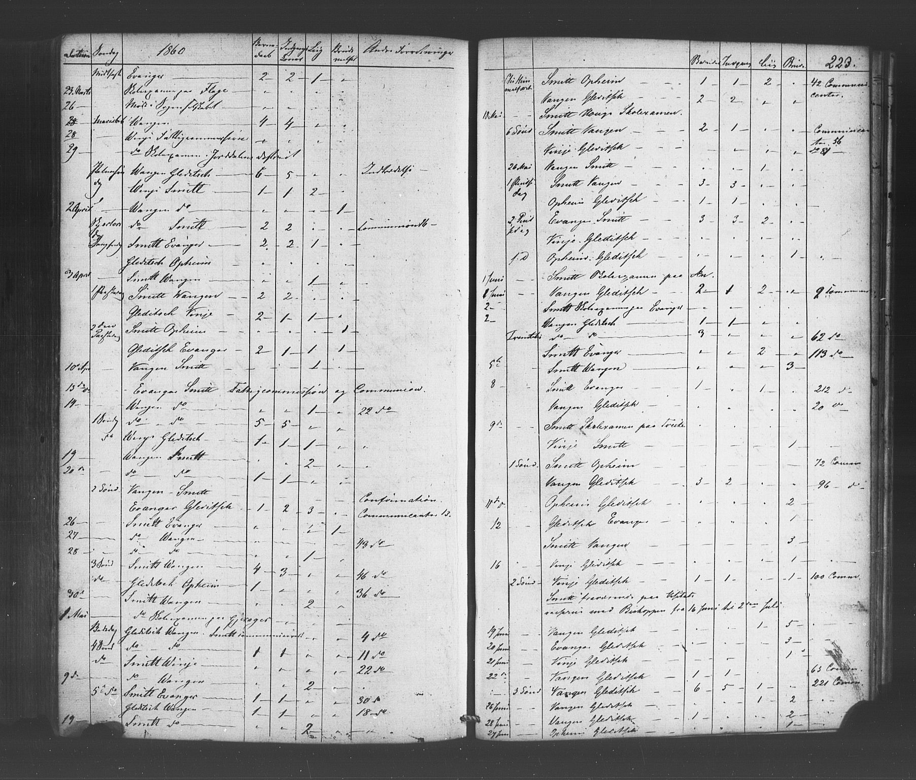 Voss sokneprestembete, SAB/A-79001/H/Haa: Parish register (official) no. A 19, 1851-1886, p. 223