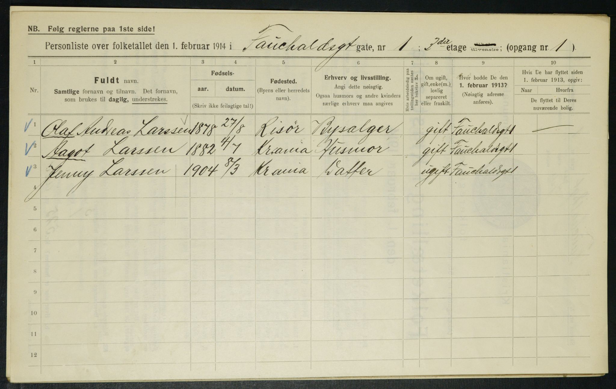 OBA, Municipal Census 1914 for Kristiania, 1914, p. 23833