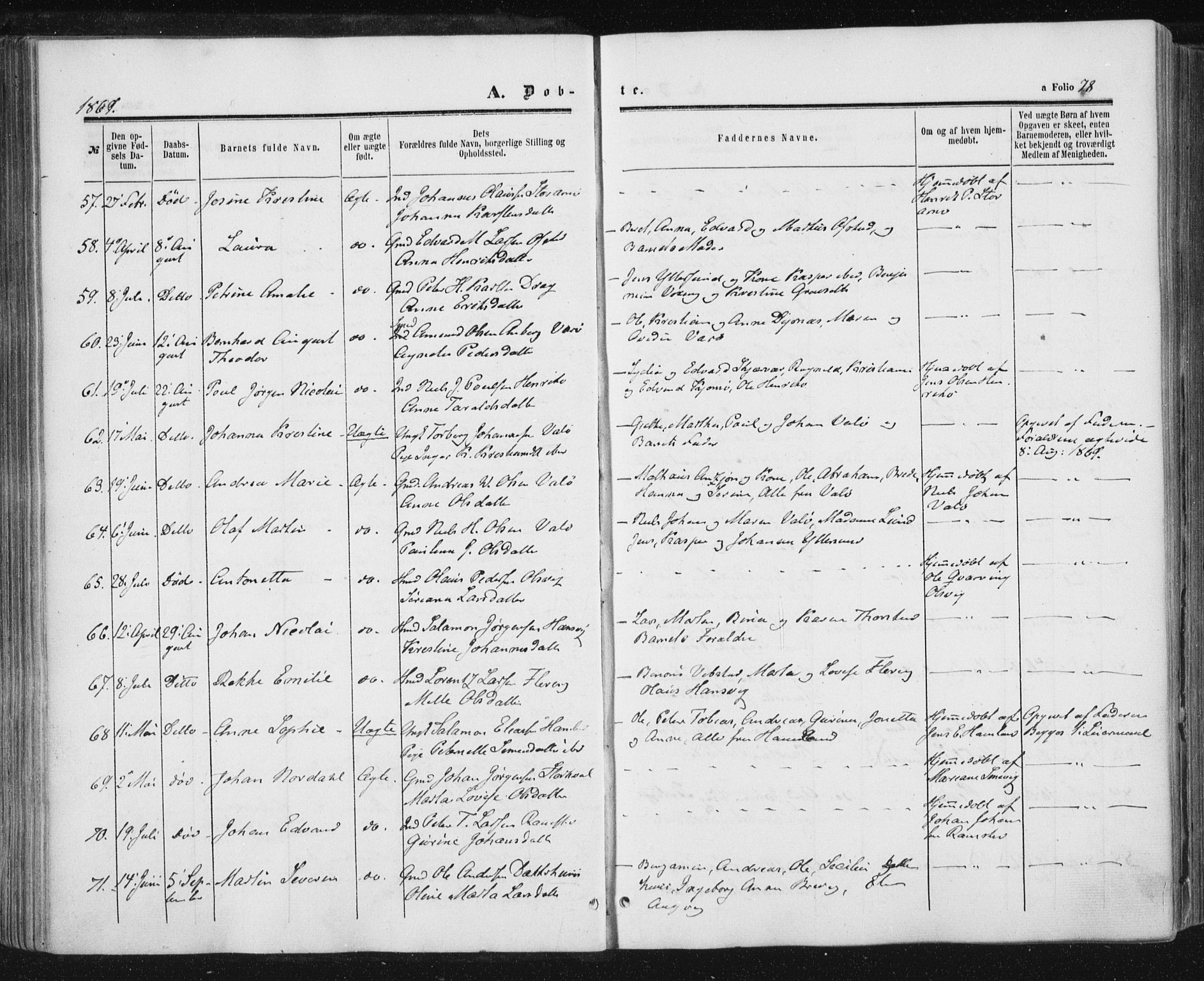 Ministerialprotokoller, klokkerbøker og fødselsregistre - Nord-Trøndelag, AV/SAT-A-1458/784/L0670: Parish register (official) no. 784A05, 1860-1876, p. 78