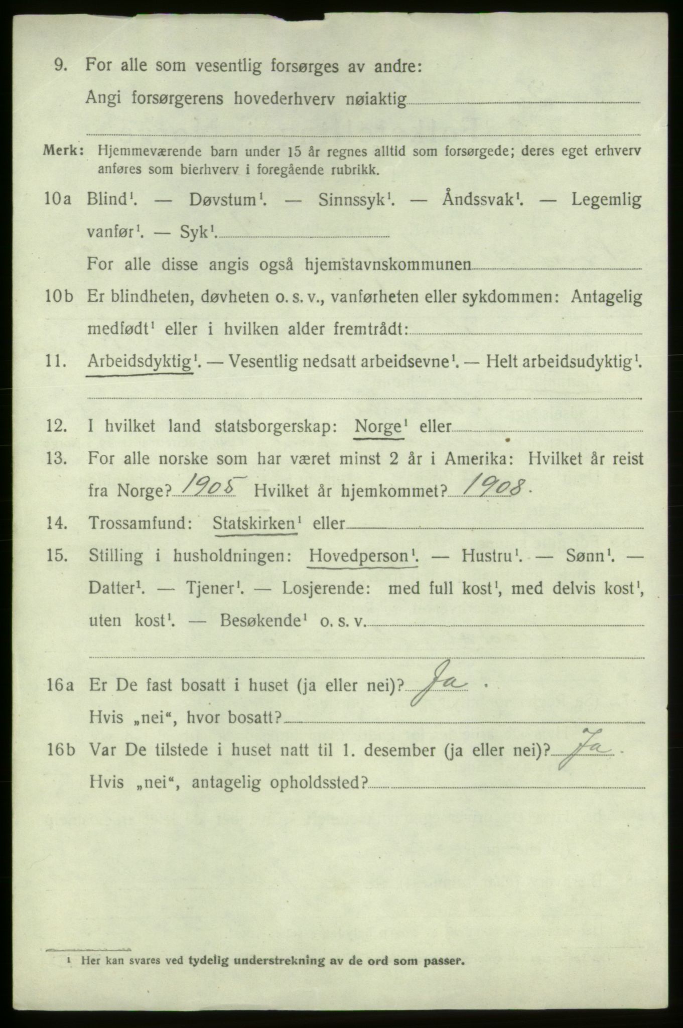 SAB, 1920 census for Bremnes, 1920, p. 4009