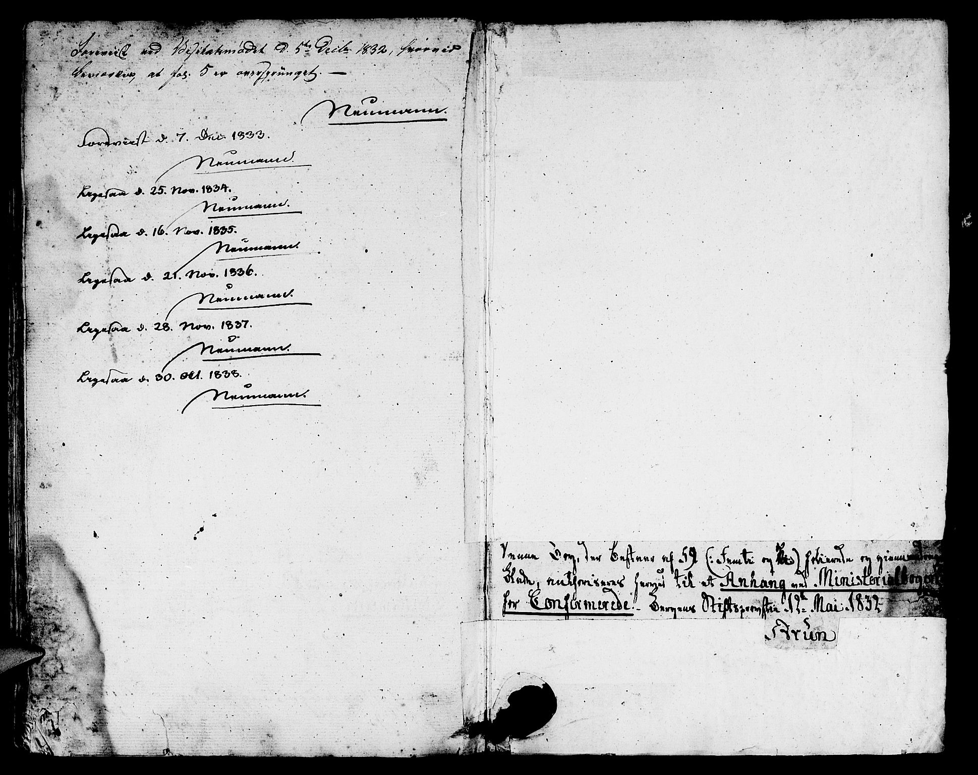Domkirken sokneprestembete, SAB/A-74801/H/Hab/L0021: Parish register (copy) no. C 1, 1832-1838, p. 61