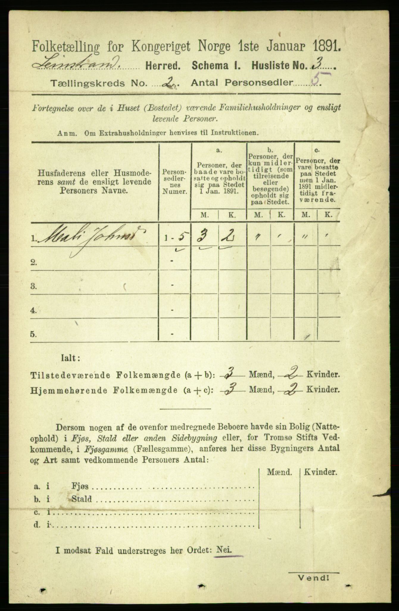 RA, 1891 census for 1654 Leinstrand, 1891, p. 423