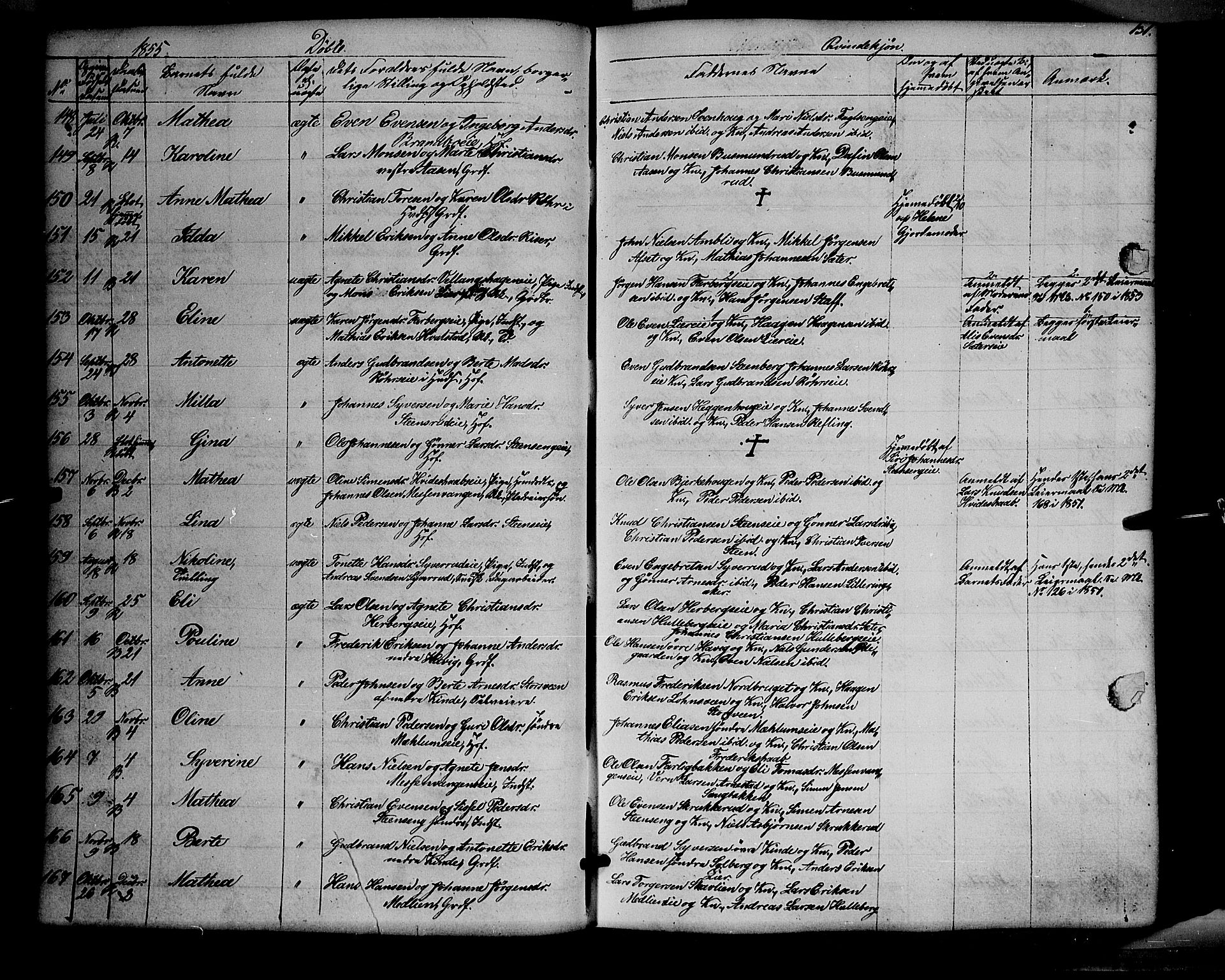 Ringsaker prestekontor, SAH/PREST-014/K/Ka/L0009: Parish register (official) no. 9, 1850-1860, p. 131