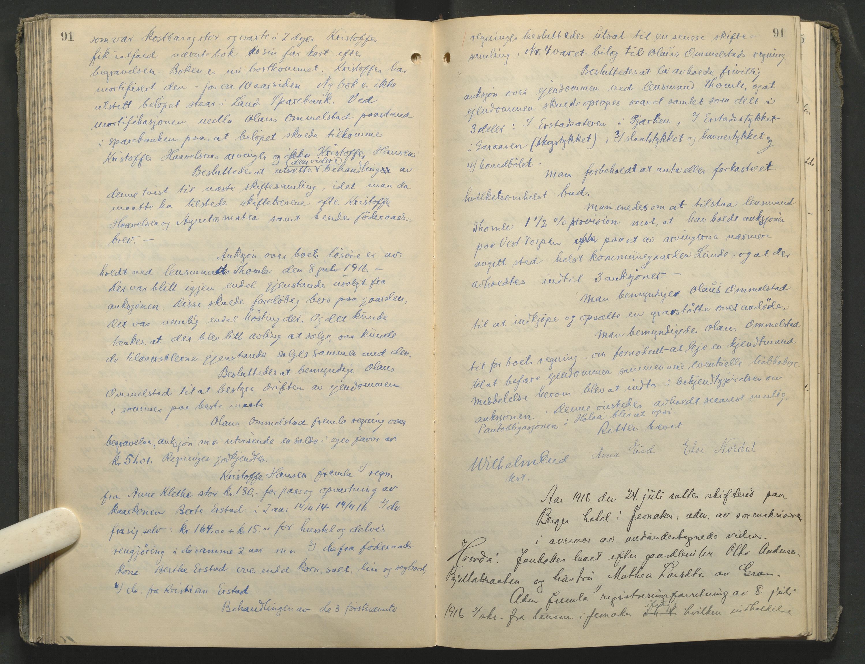 Hadeland og Land tingrett, AV/SAH-TING-010/J/Jc/L0010: Skifteforhandlingsprotokoll, 1914-1920, p. 91