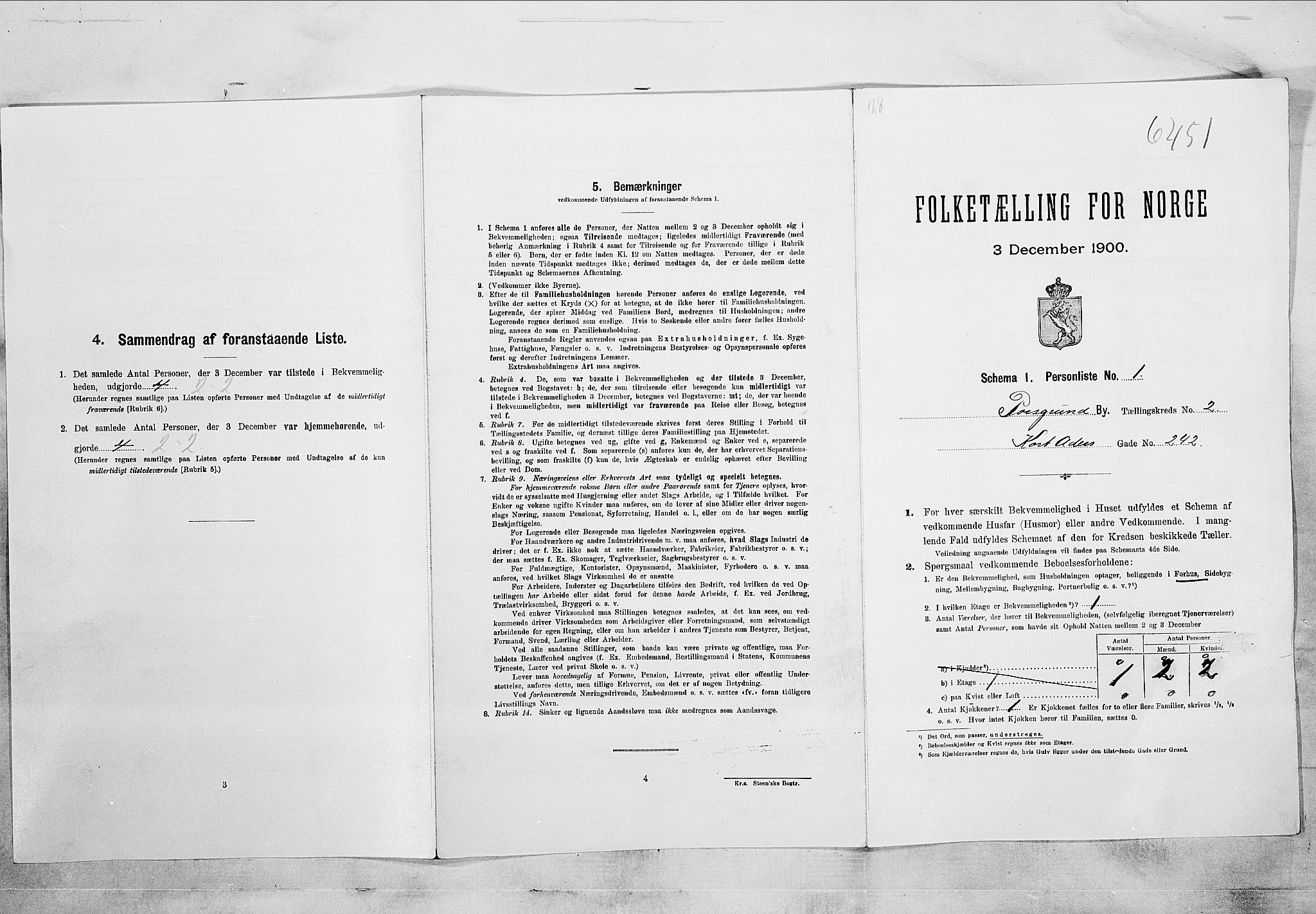 SAKO, 1900 census for Porsgrunn, 1900, p. 278