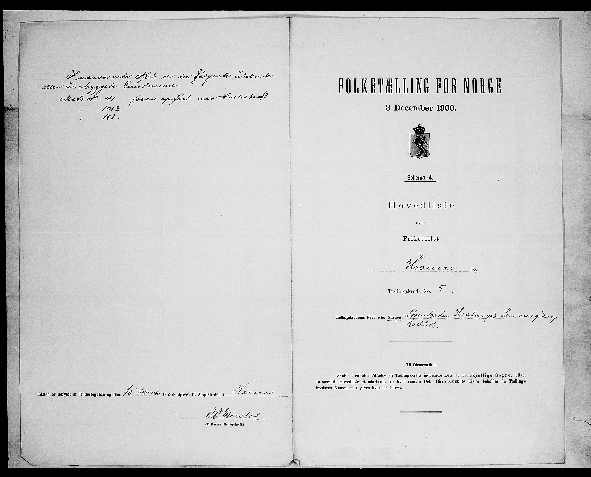 SAH, 1900 census for Hamar, 1900, p. 21