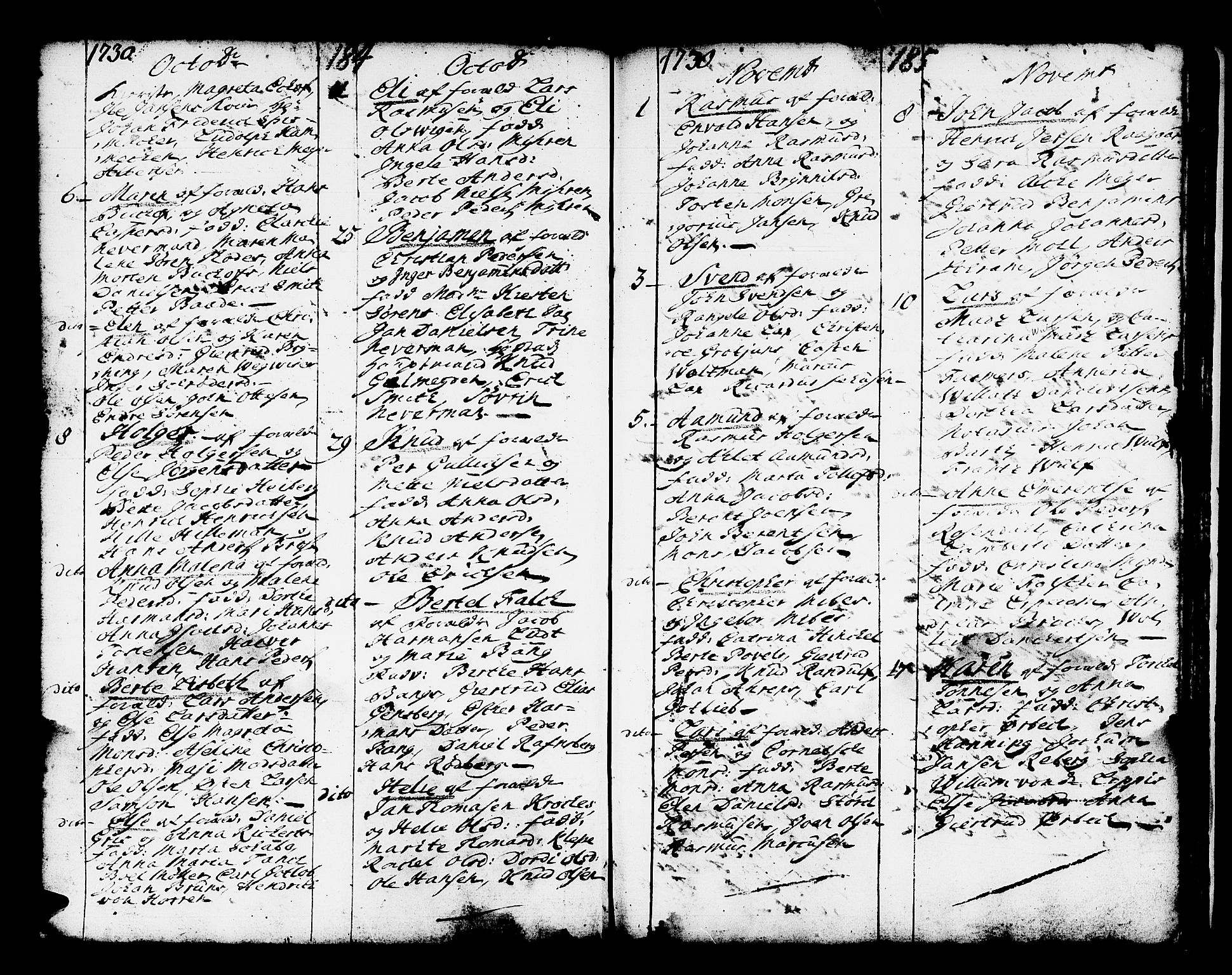 Domkirken sokneprestembete, SAB/A-74801/H/Haa/L0001: Parish register (official) no. A 1, 1719-1732, p. 184-185