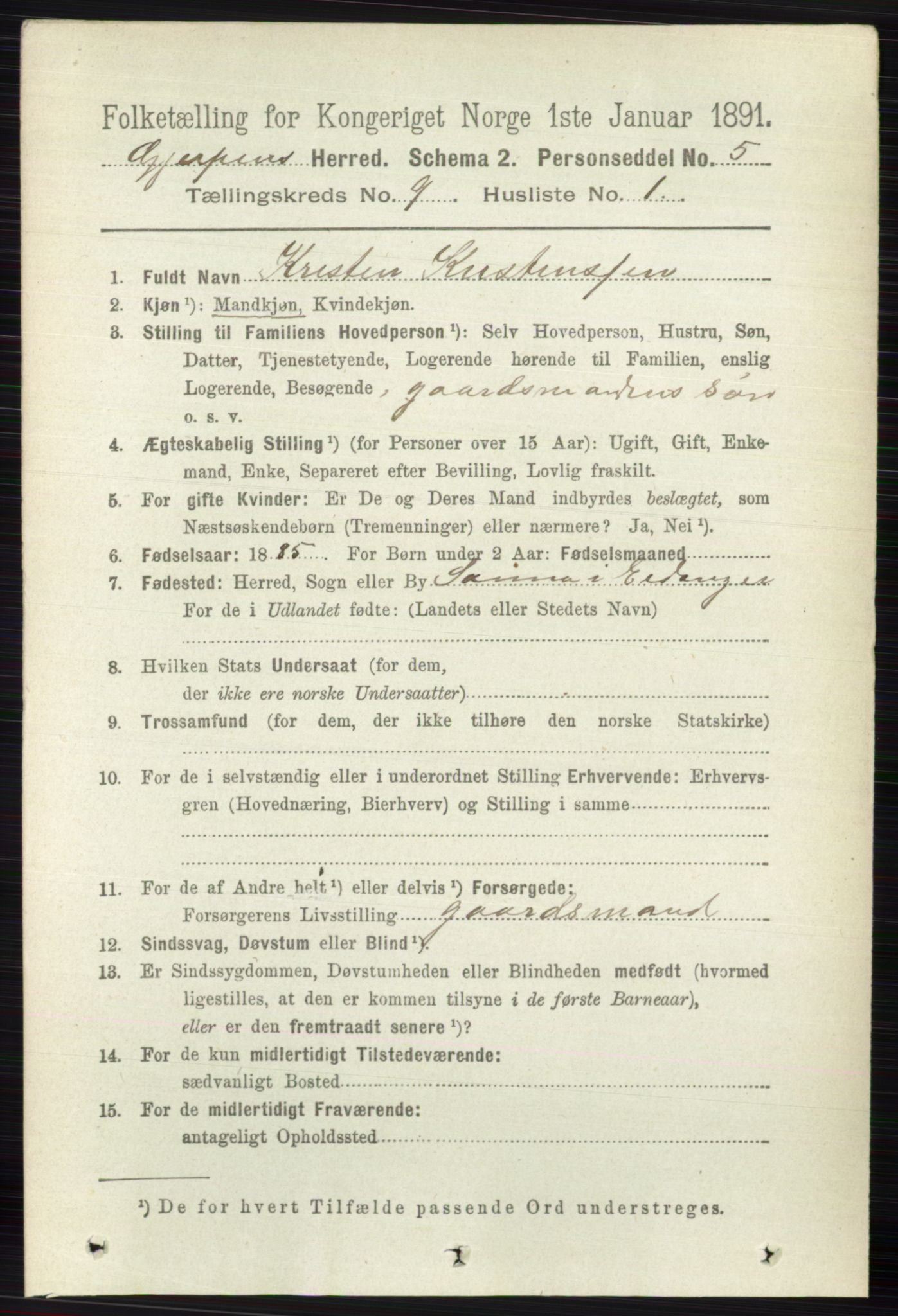 RA, 1891 census for 0812 Gjerpen, 1891, p. 4978