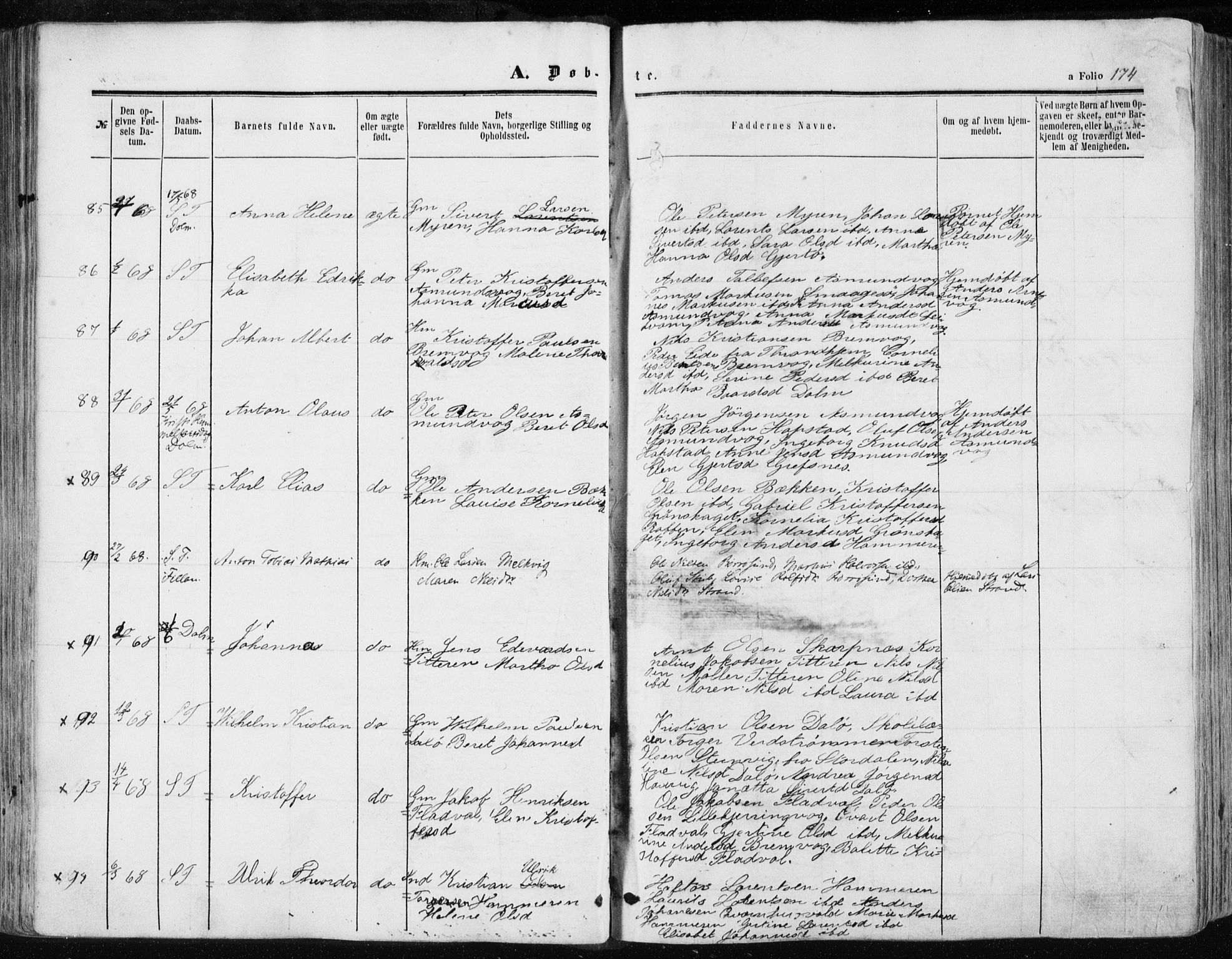 Ministerialprotokoller, klokkerbøker og fødselsregistre - Sør-Trøndelag, AV/SAT-A-1456/634/L0531: Parish register (official) no. 634A07, 1861-1870, p. 174