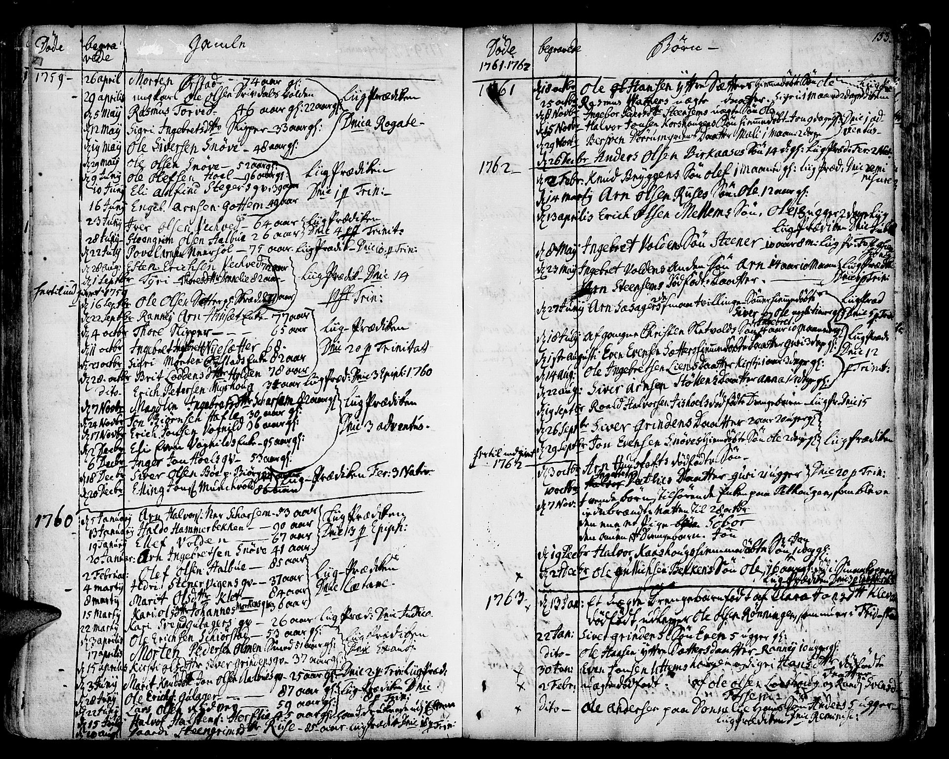 Ministerialprotokoller, klokkerbøker og fødselsregistre - Sør-Trøndelag, AV/SAT-A-1456/678/L0891: Parish register (official) no. 678A01, 1739-1780, p. 153