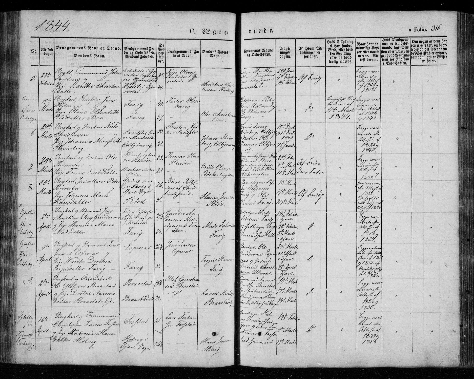 Øyestad sokneprestkontor, AV/SAK-1111-0049/F/Fa/L0014: Parish register (official) no. A 14, 1843-1856, p. 316