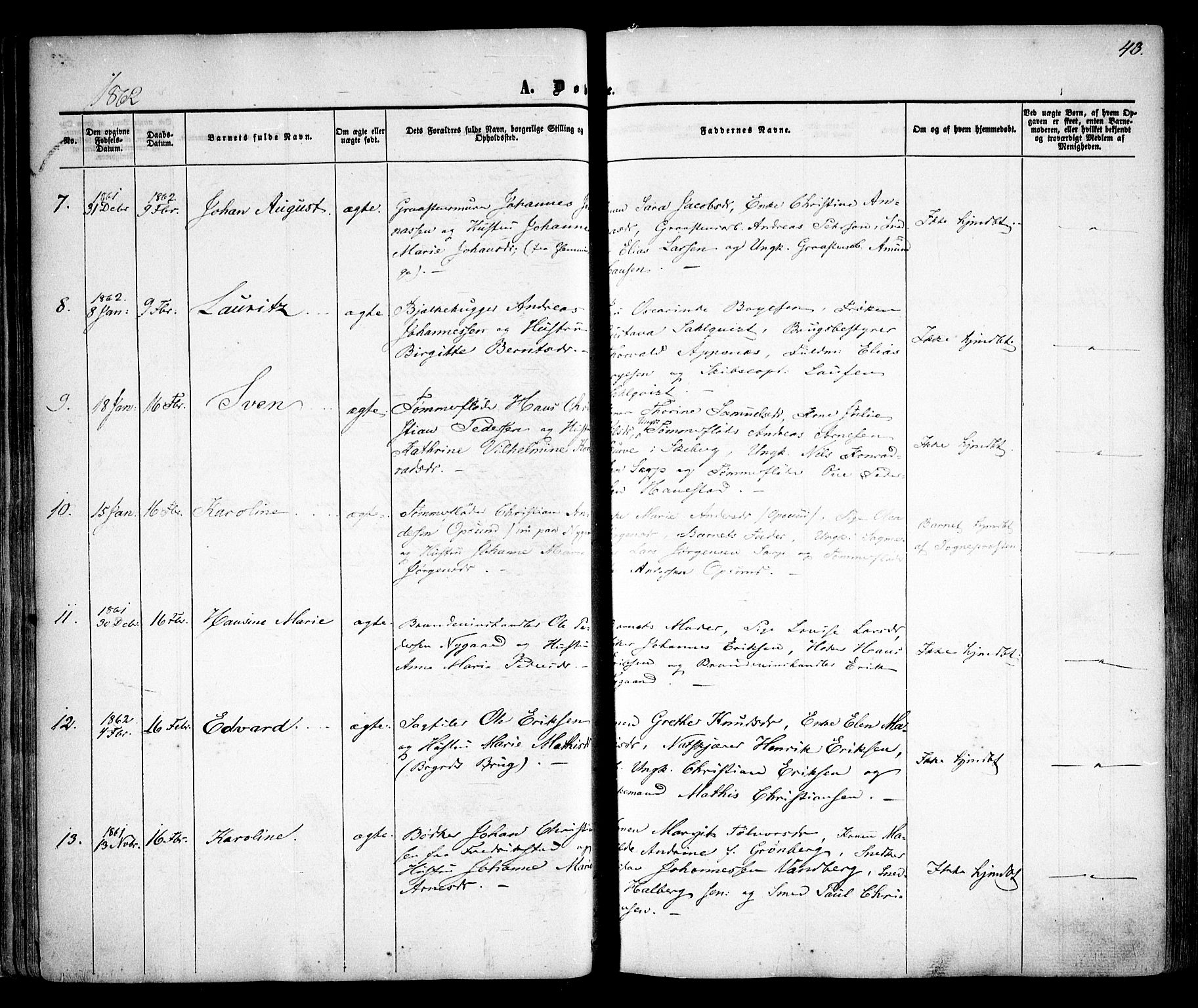 Sarpsborg prestekontor Kirkebøker, AV/SAO-A-2006/F/Fa/L0001: Parish register (official) no. 1, 1859-1868, p. 43