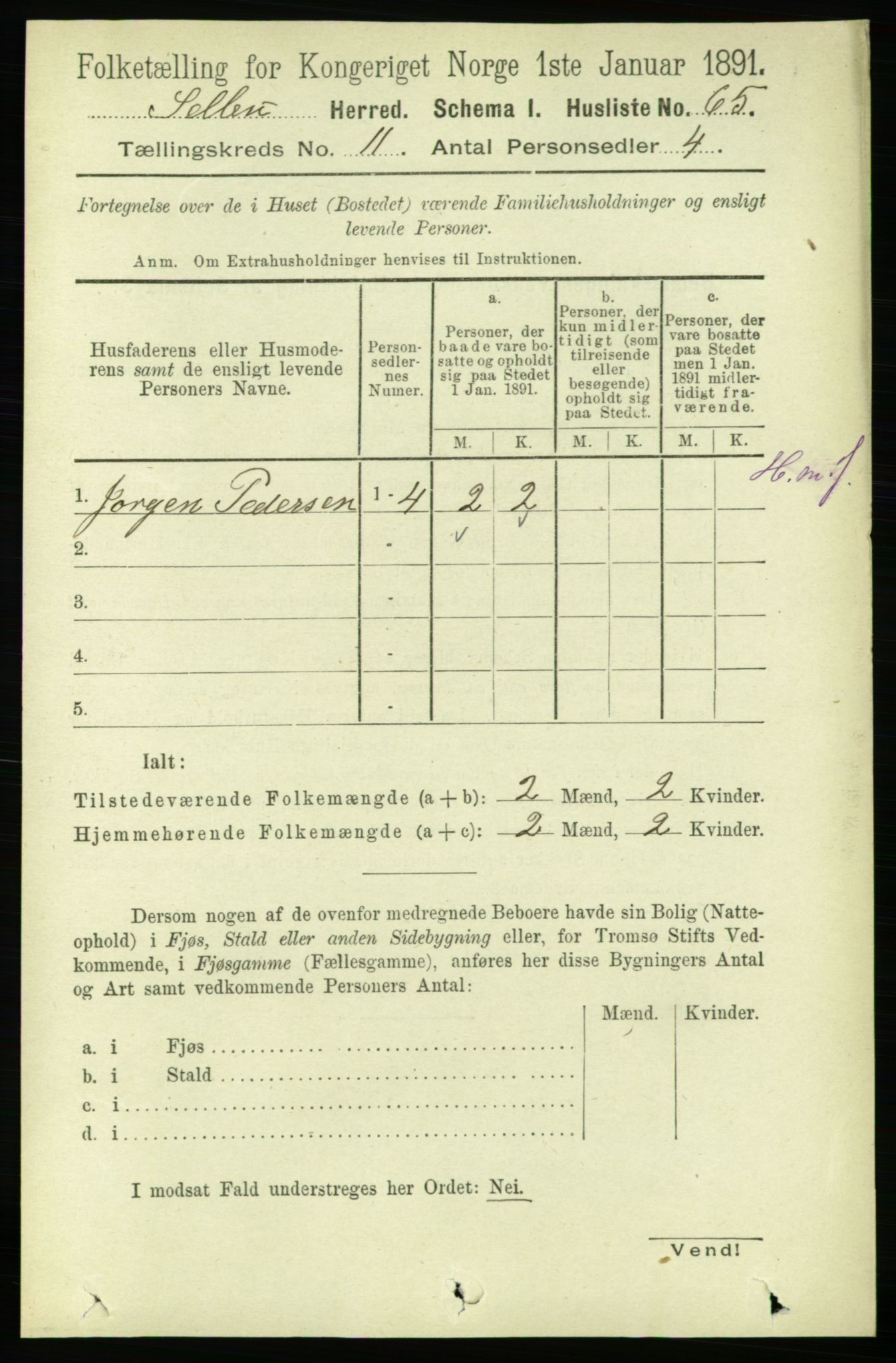 RA, 1891 census for 1664 Selbu, 1891, p. 3992