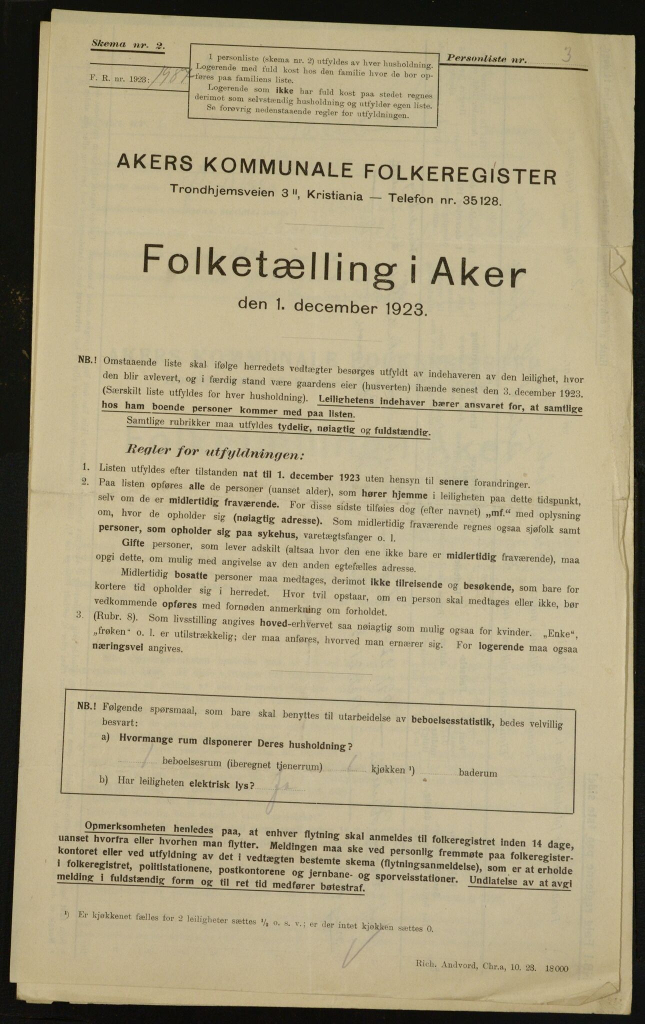 , Municipal Census 1923 for Aker, 1923, p. 35372