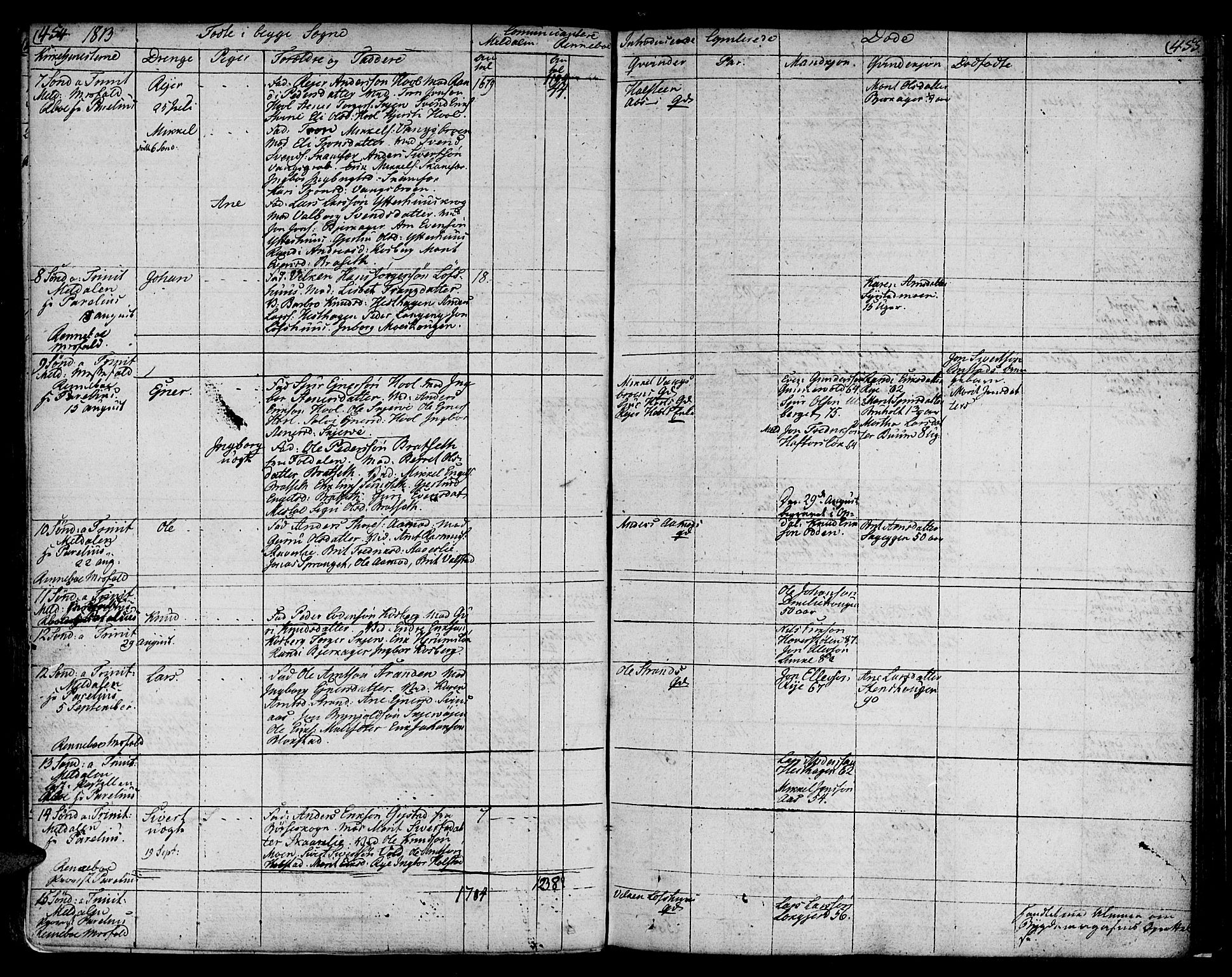 Ministerialprotokoller, klokkerbøker og fødselsregistre - Sør-Trøndelag, AV/SAT-A-1456/672/L0852: Parish register (official) no. 672A05, 1776-1815, p. 454-455