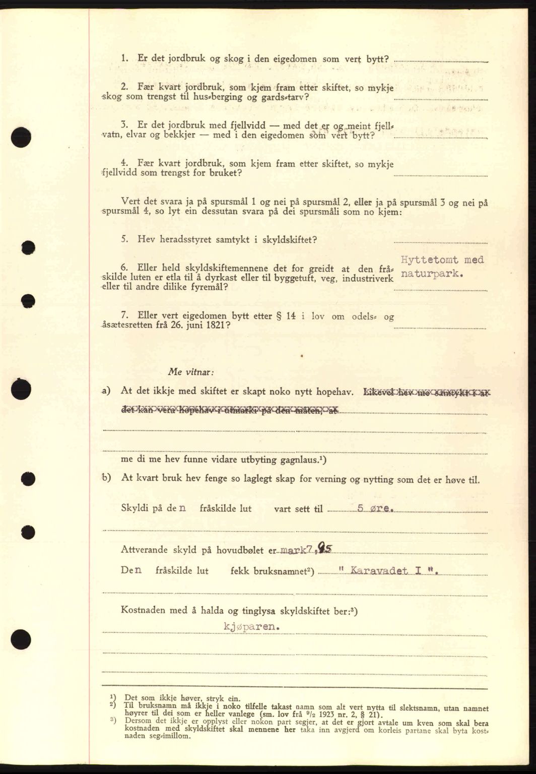 Nordfjord sorenskriveri, AV/SAB-A-2801/02/02b/02bj/L0006: Mortgage book no. A6, 1940-1941, Diary no: : 1127/1941