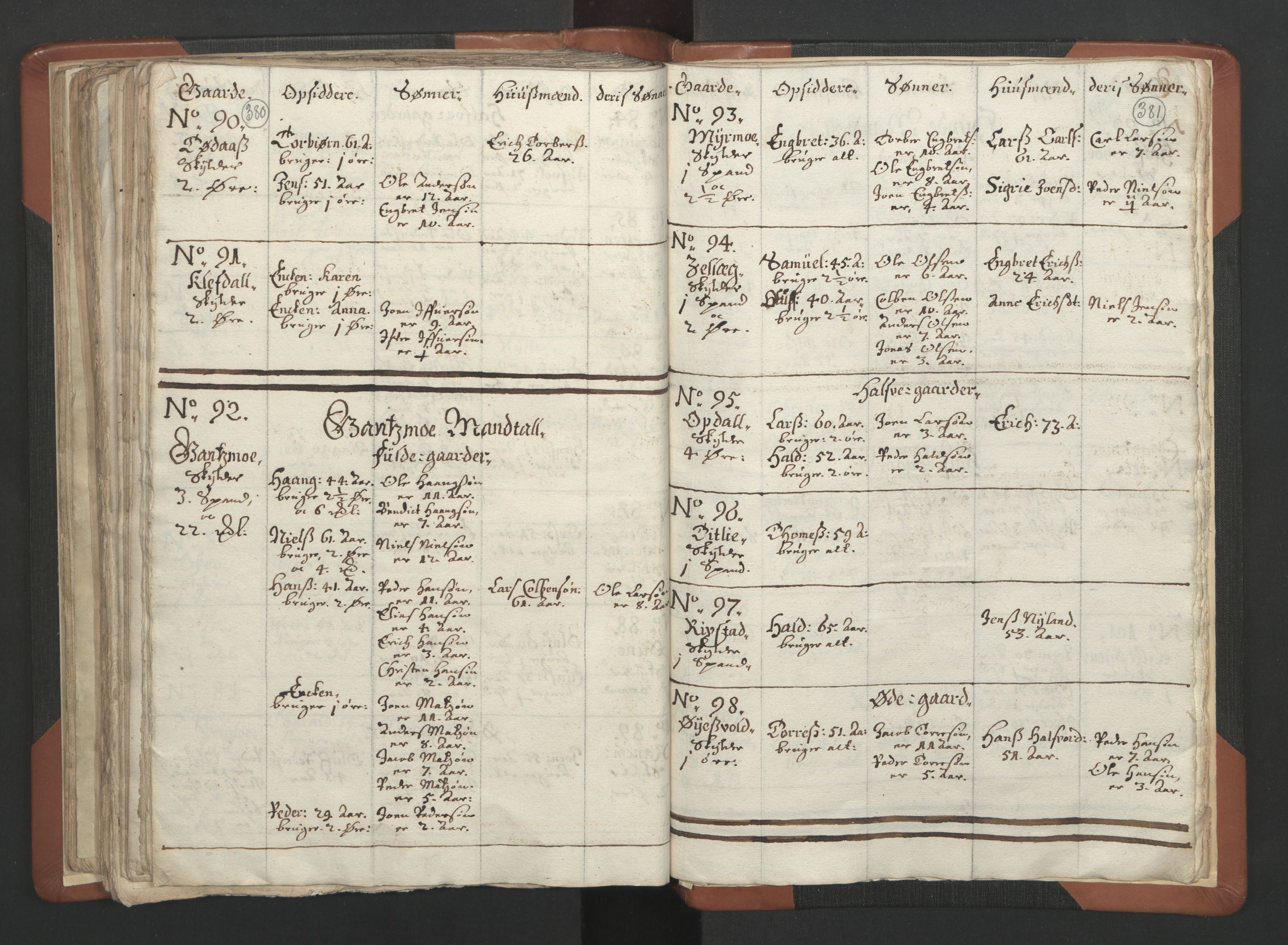 RA, Vicar's Census 1664-1666, no. 34: Namdal deanery, 1664-1666, p. 380-381