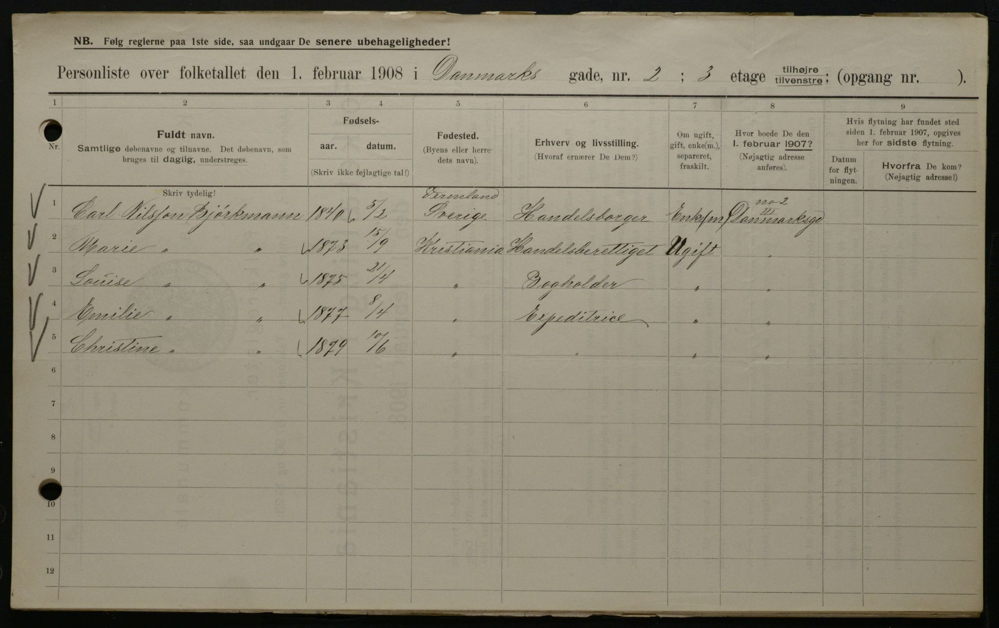 OBA, Municipal Census 1908 for Kristiania, 1908, p. 13624