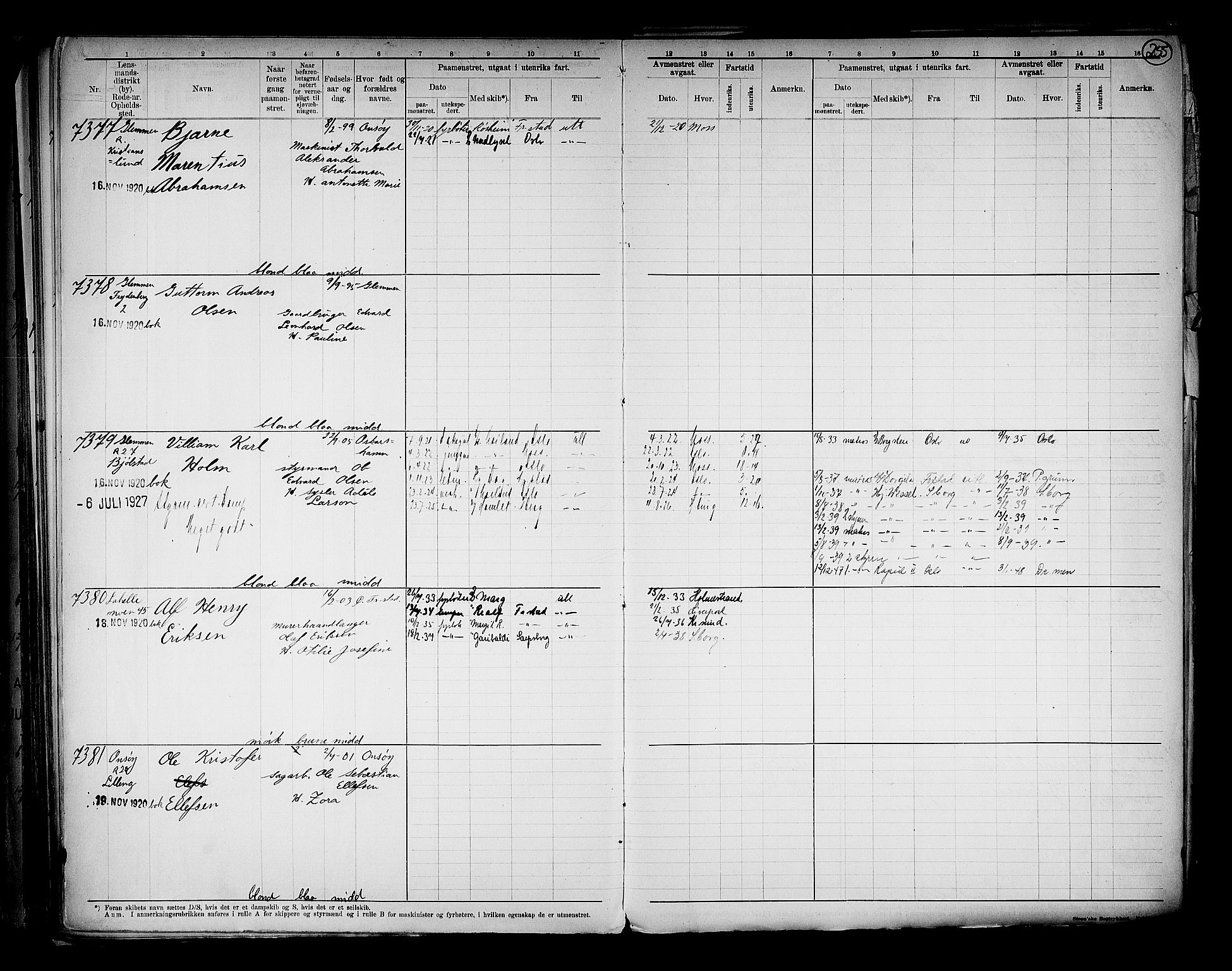 Fredrikstad mønstringskontor, SAO/A-10569b/F/Fc/Fcb/L0022: Hovedrulle, 1913, p. 287