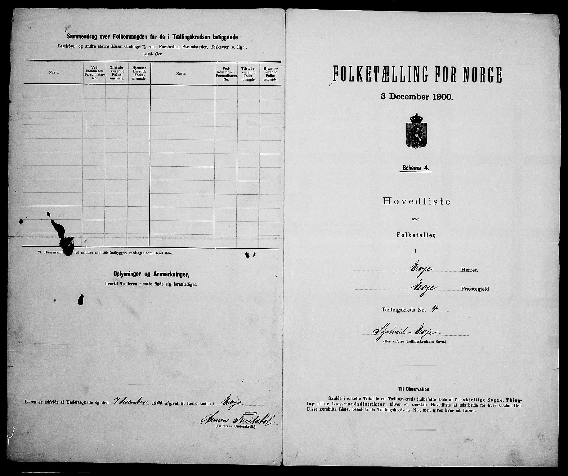 SAK, 1900 census for Evje, 1900, p. 16